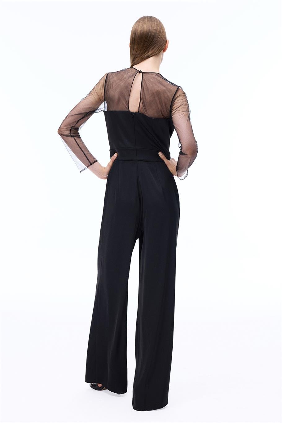 Arians Regular Fit Standart Boy Takma Kol Bisiklet Yaka Siyah Tulum