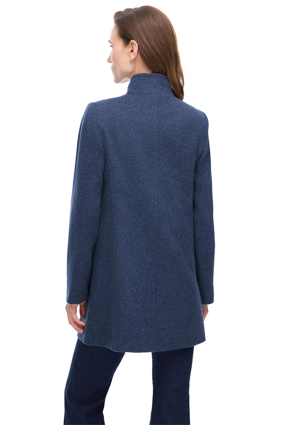 Arlines Diz Üstü Takma Kol Hakim Yaka Lacıvert Renk Kadın Kaban