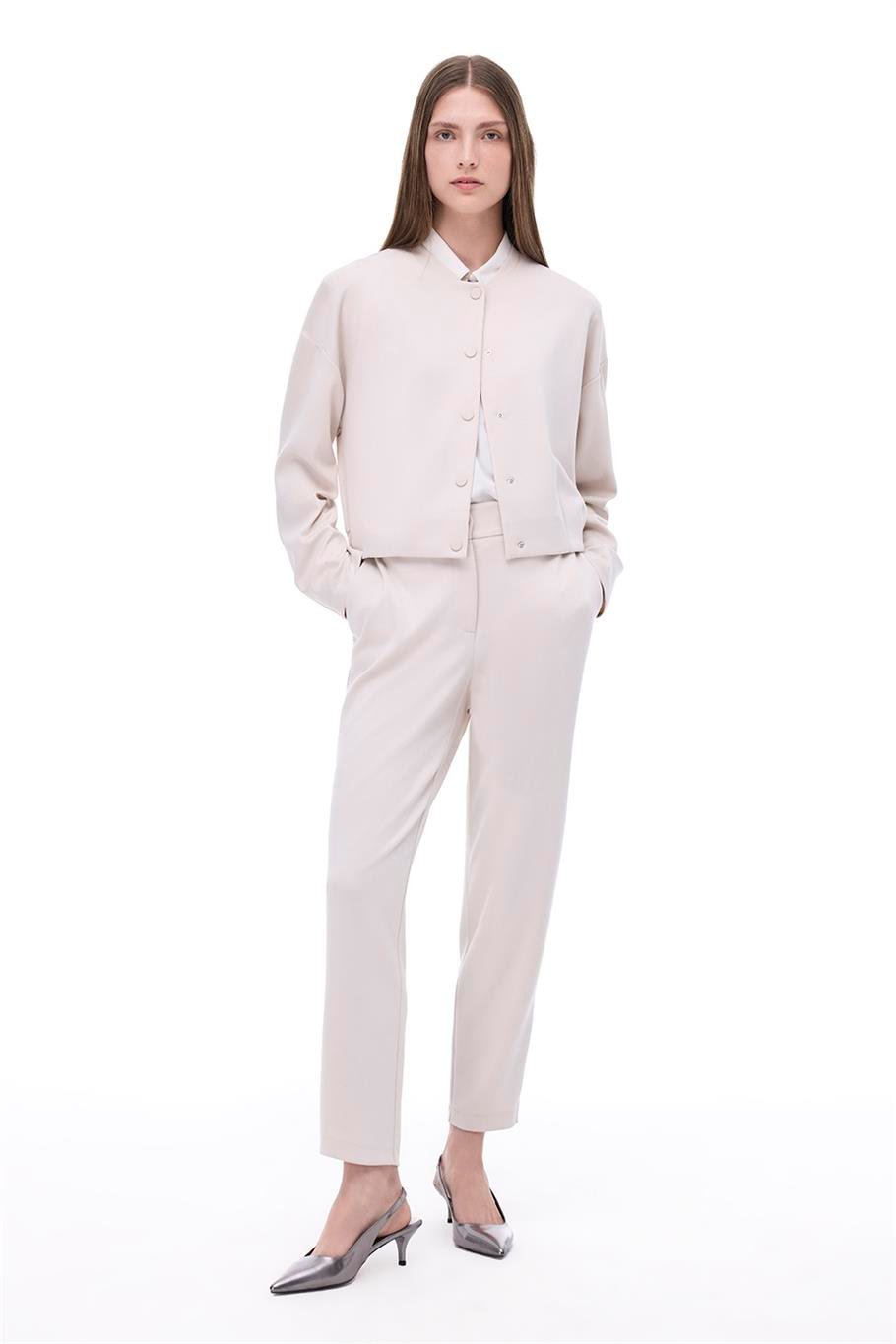 Arnes Regular Fit Standart Boy Takma Kol Bisiklet Yaka Bej Mont