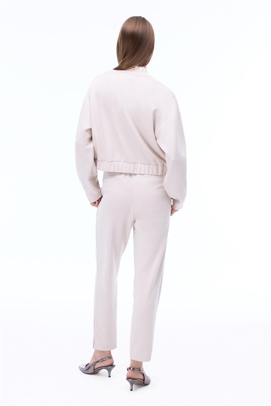 Arnes Regular Fit Standart Boy Takma Kol Bisiklet Yaka Bej Mont