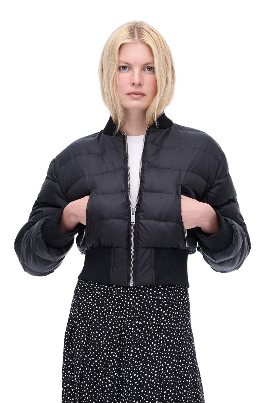 Awans Regular Fit Crop Boy Düşük Kollu Bisiklet Yaka Siyah Mont