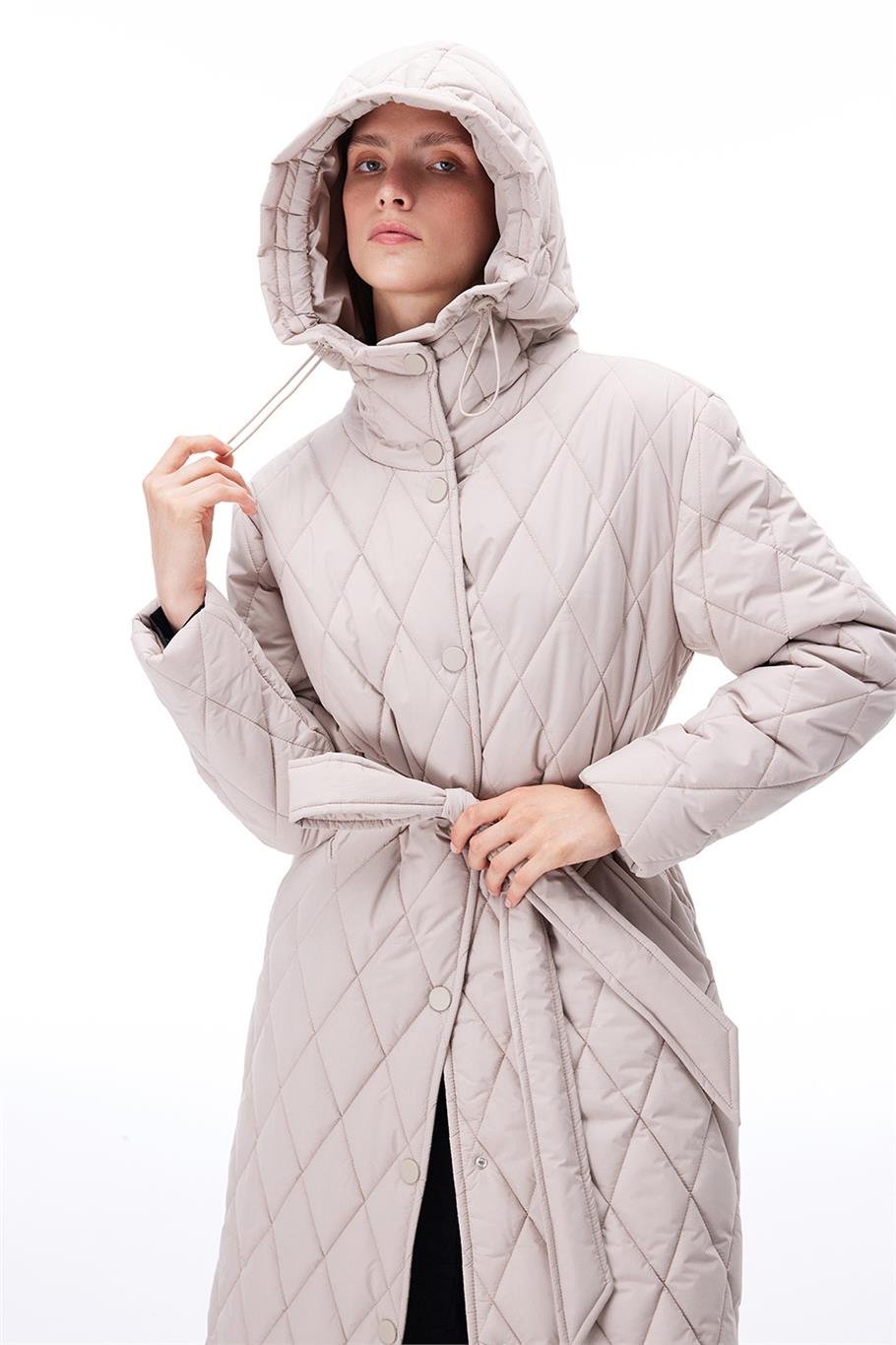 Awans Regular Fit Diz Altı Takma Kol Hakim Yaka Bej Mont