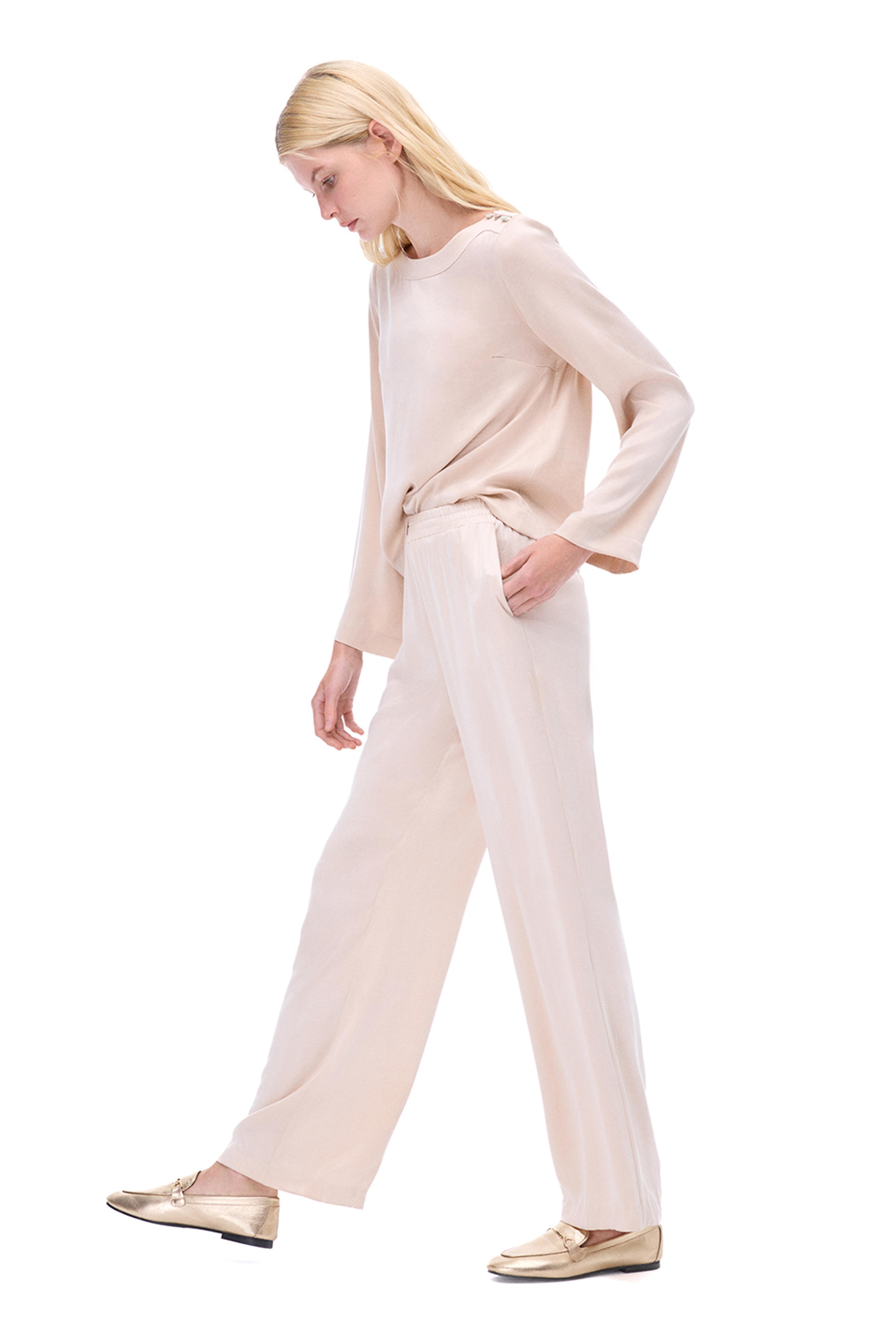 Bambuck Regular Fit Geniş Paça Bej Renk Kadın Pantolon