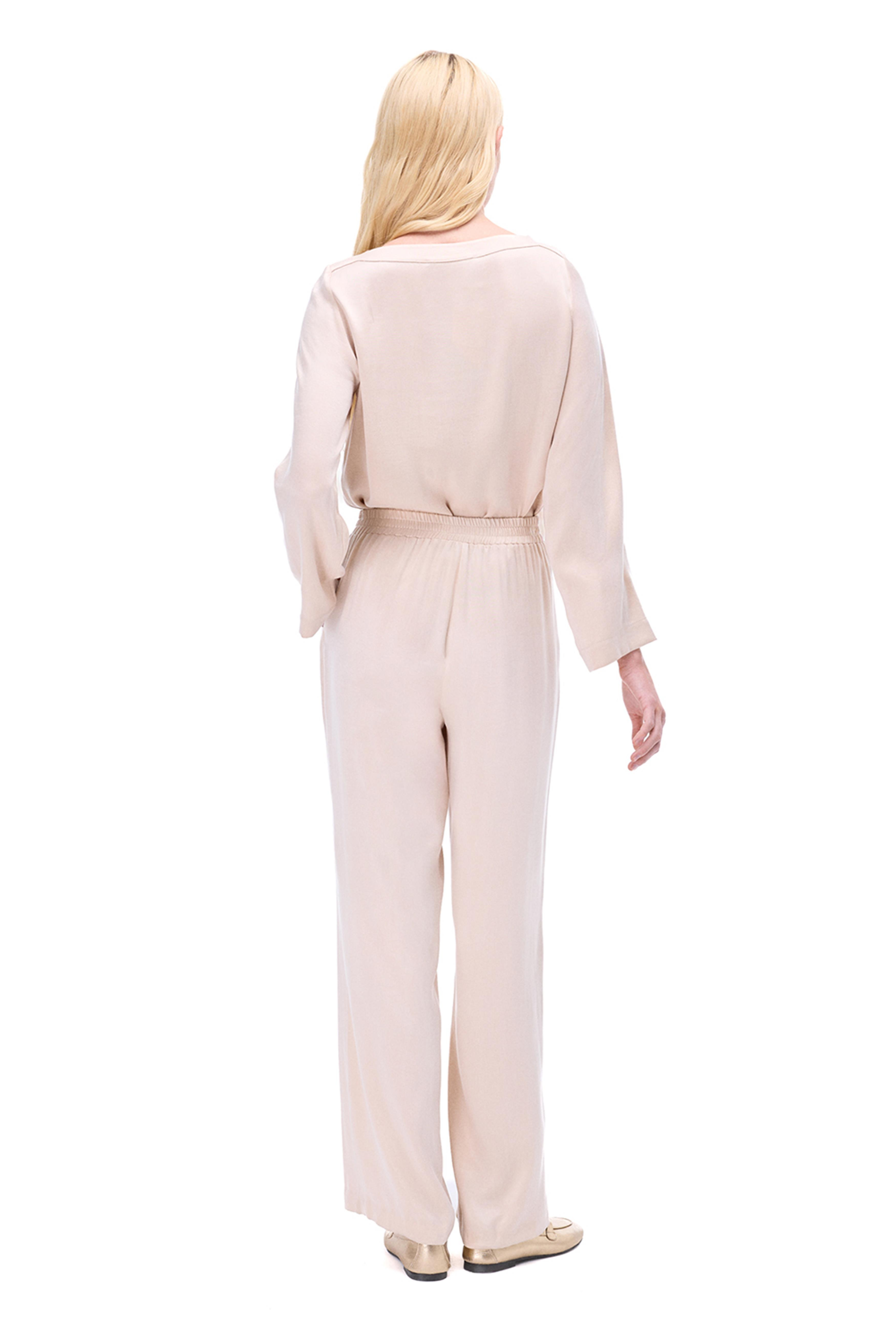 Bambuck Regular Fit Geniş Paça Bej Renk Kadın Pantolon