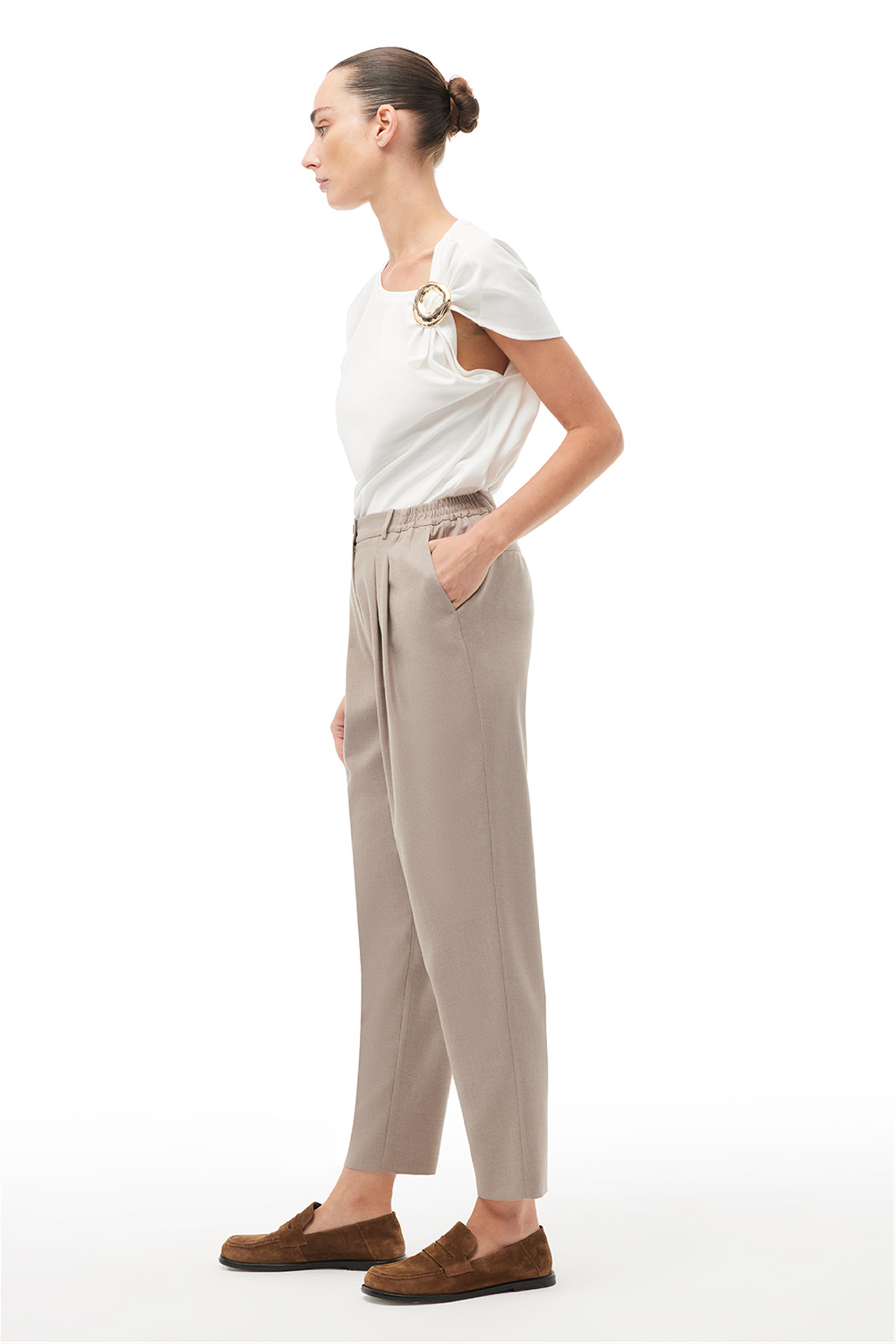 Bej Boru Paça Pantolon