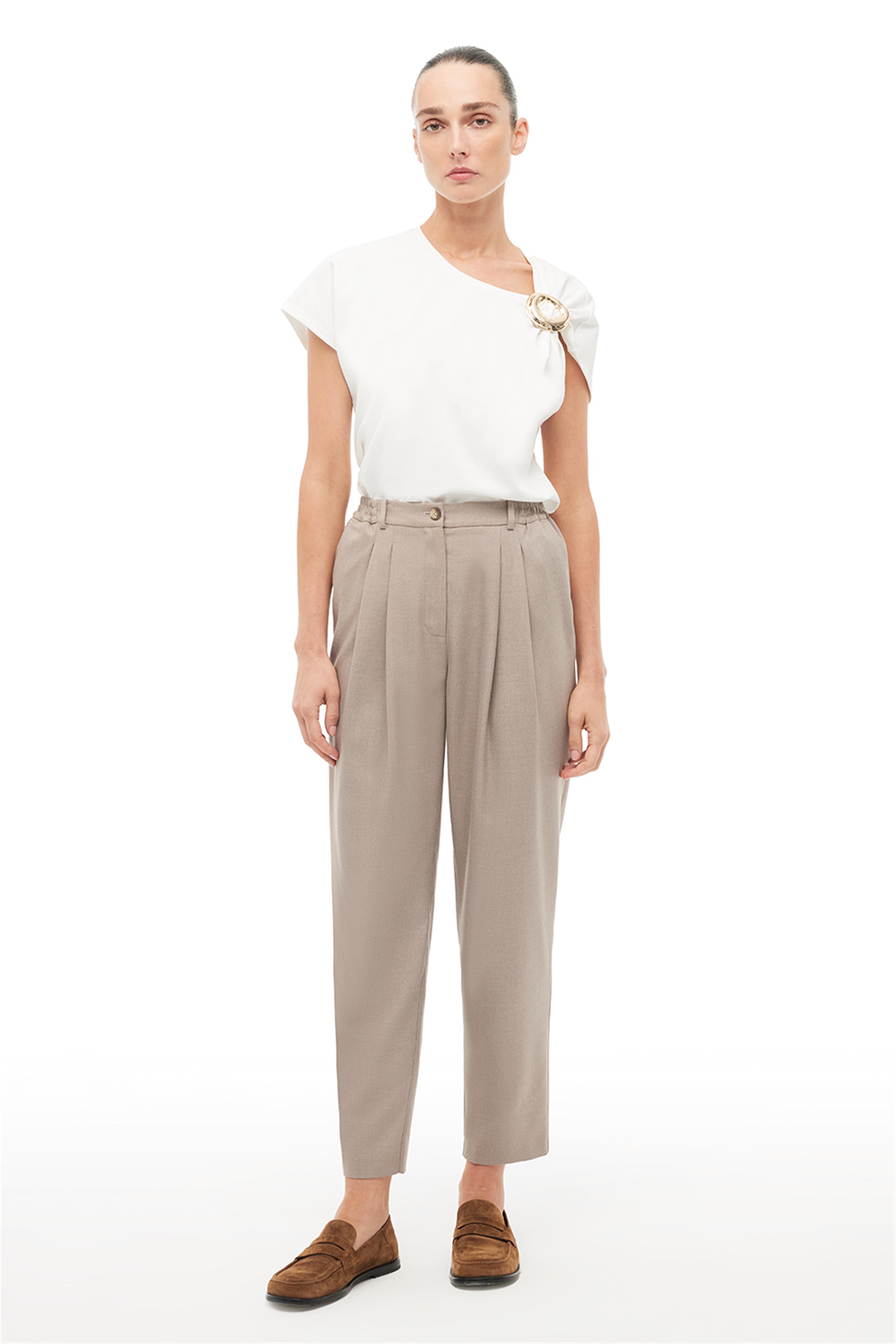 Bej Boru Paça Pantolon