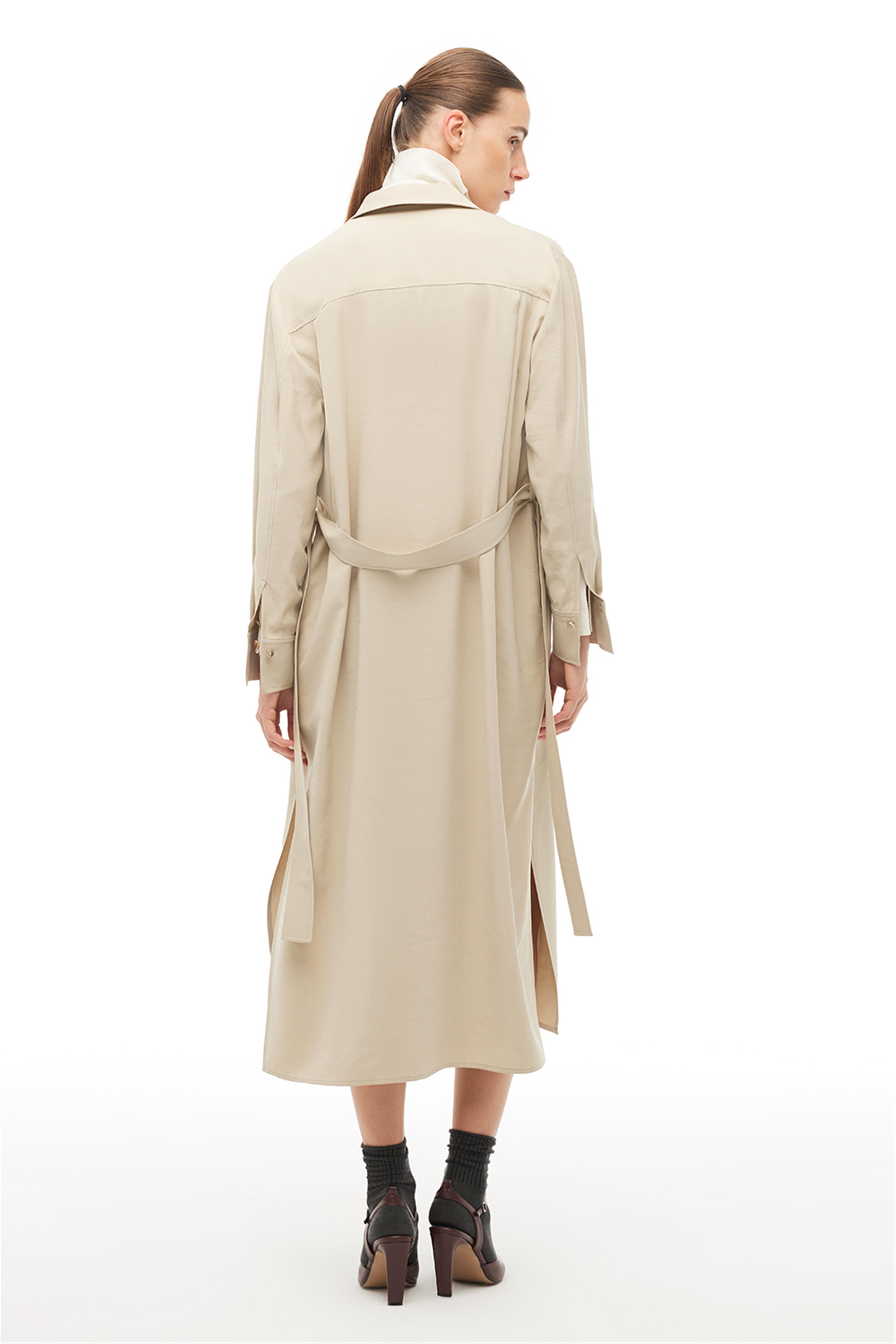 Bej Gömlek Yaka Midi Elbise