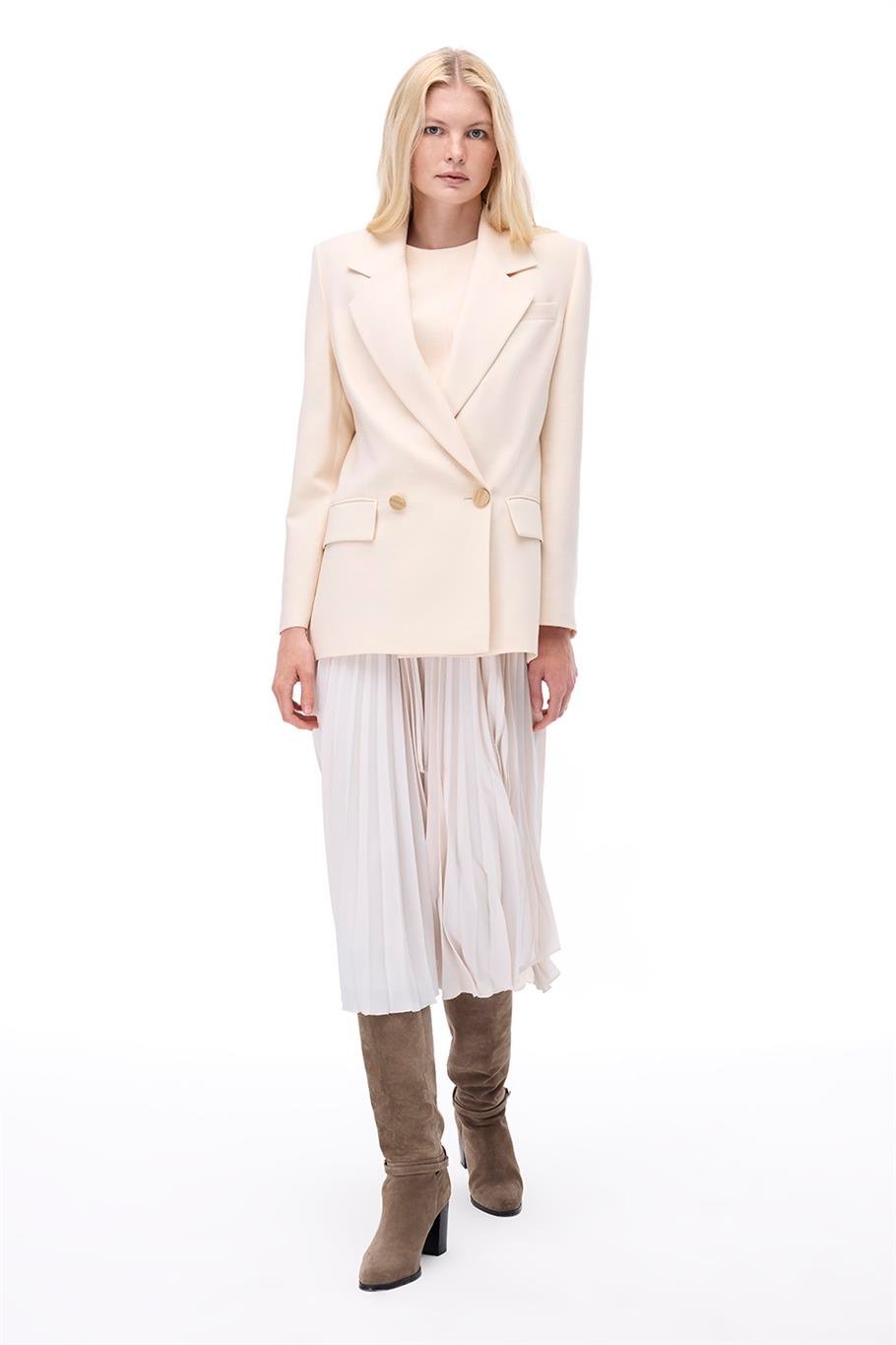 Bej Klasik Yaka Ceket