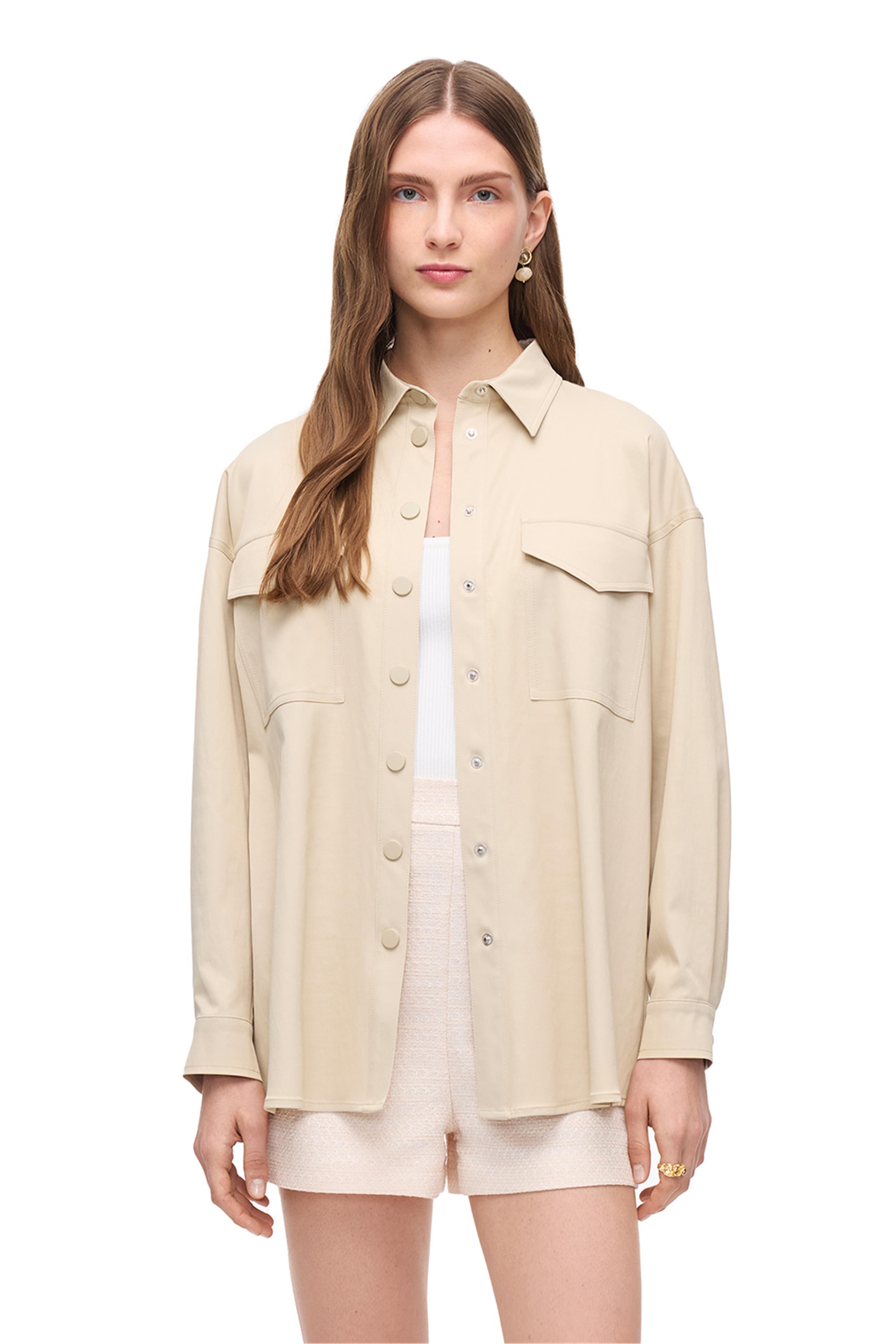 Bej Klasik Yaka Gömlek