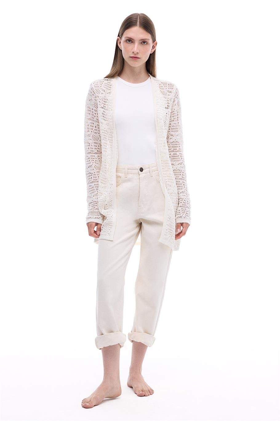 Bej Triko Rahat Kalıp Triko Hırka