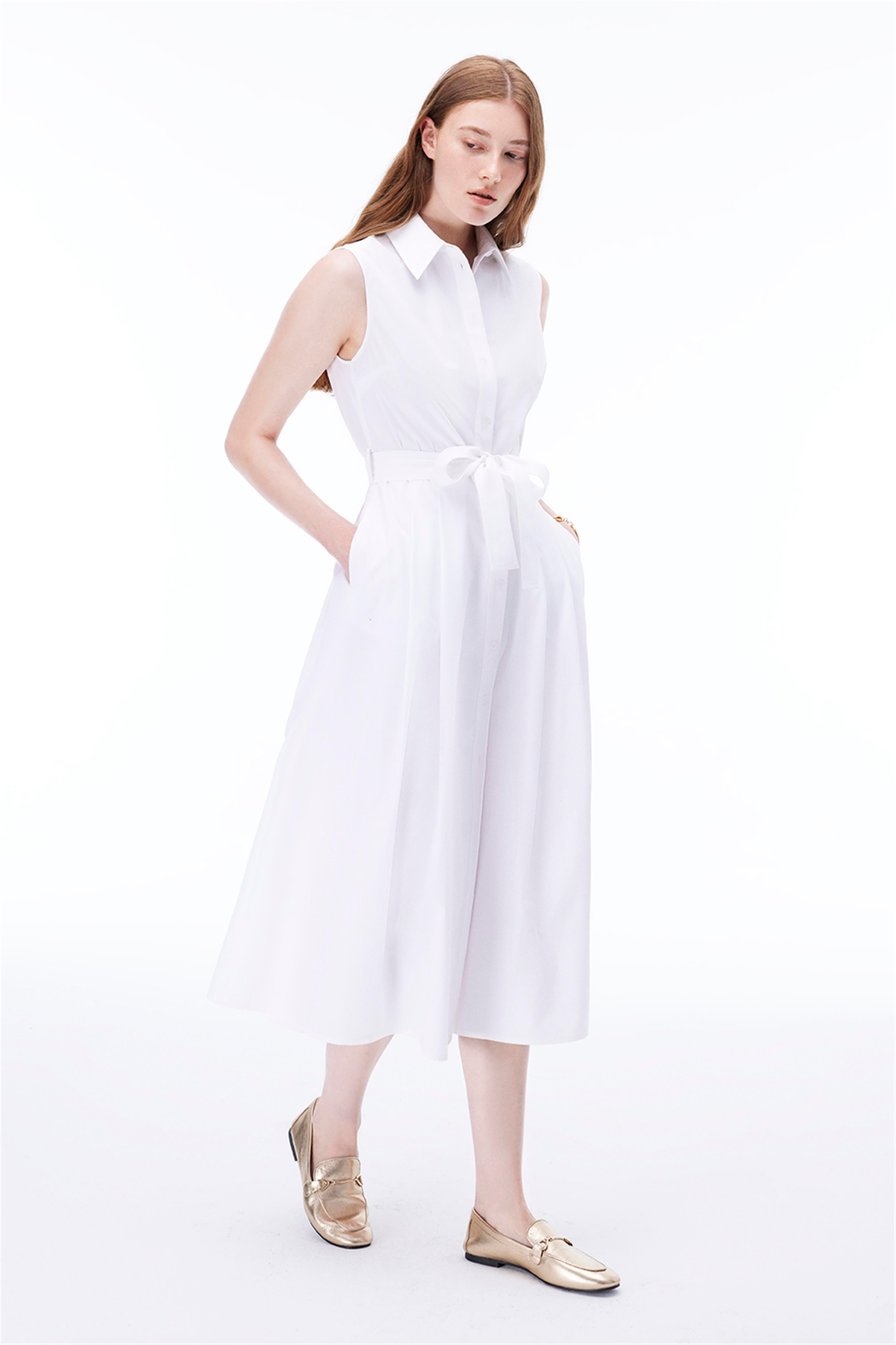 Beyaz Amelias Regular Fit Midi Boy Elbise