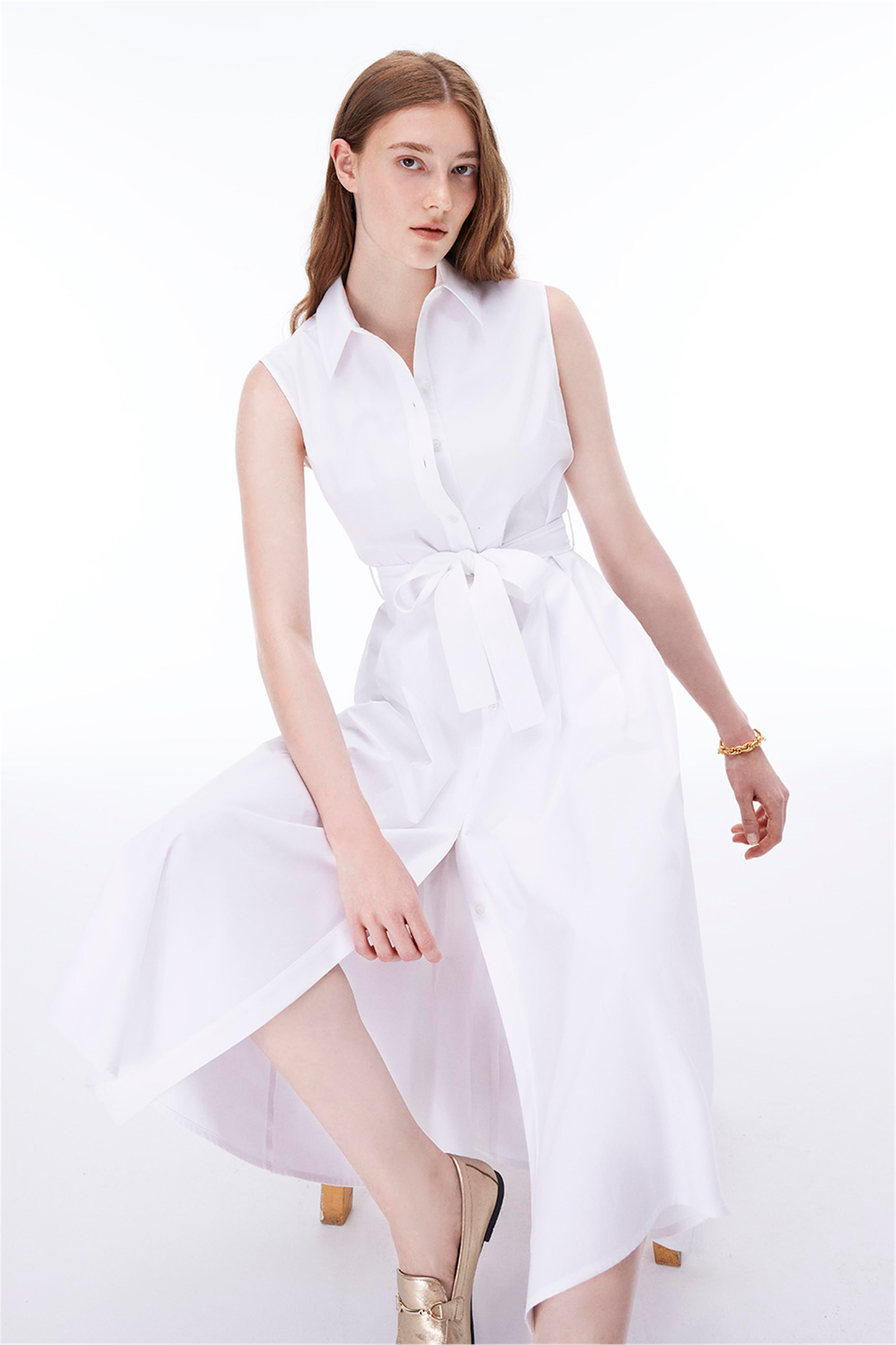 Beyaz Amelias Regular Fit Midi Boy Elbise