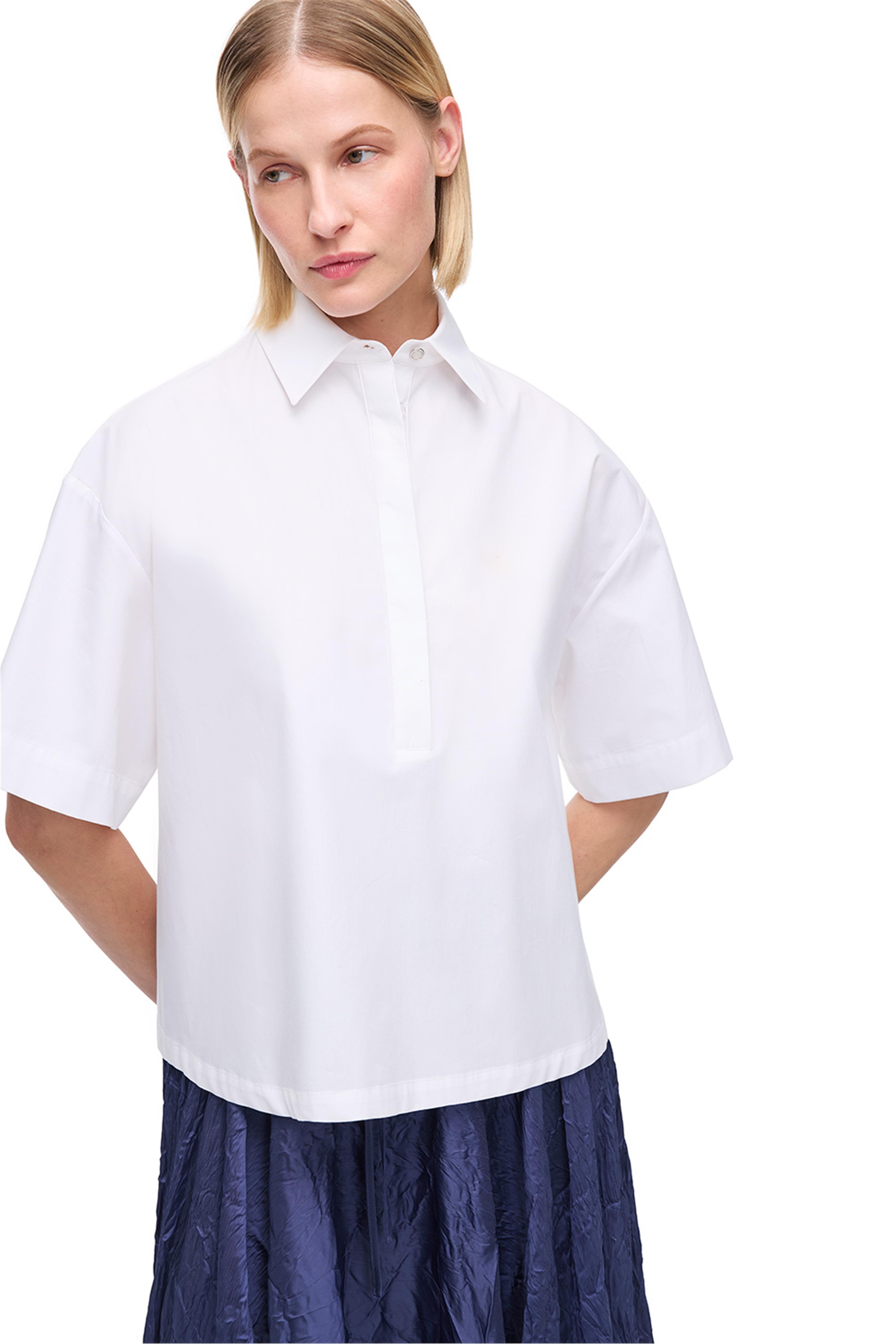 Beyaz Gömlek Yaka Pamuklu Bluz