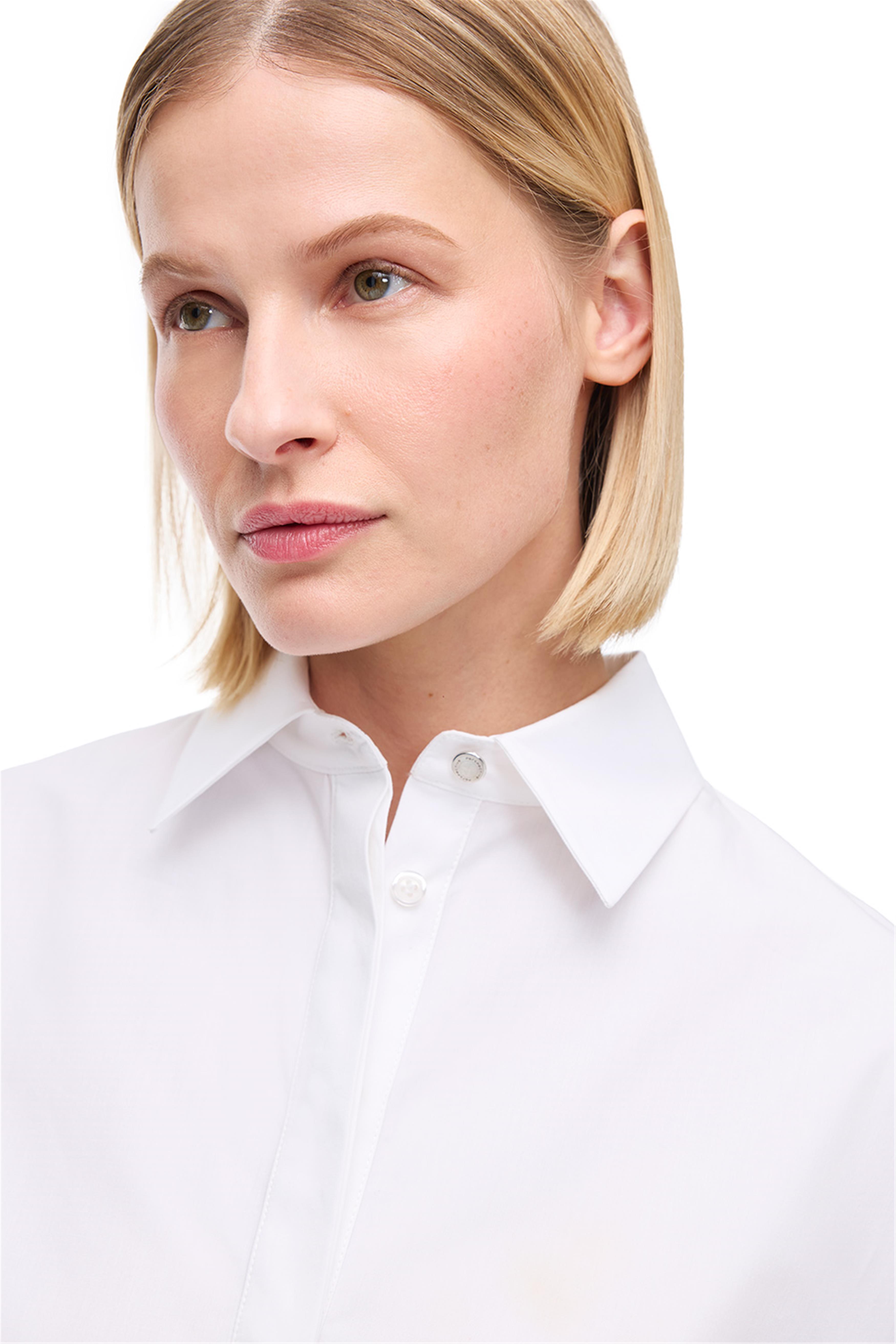 Beyaz Gömlek Yaka Pamuklu Bluz