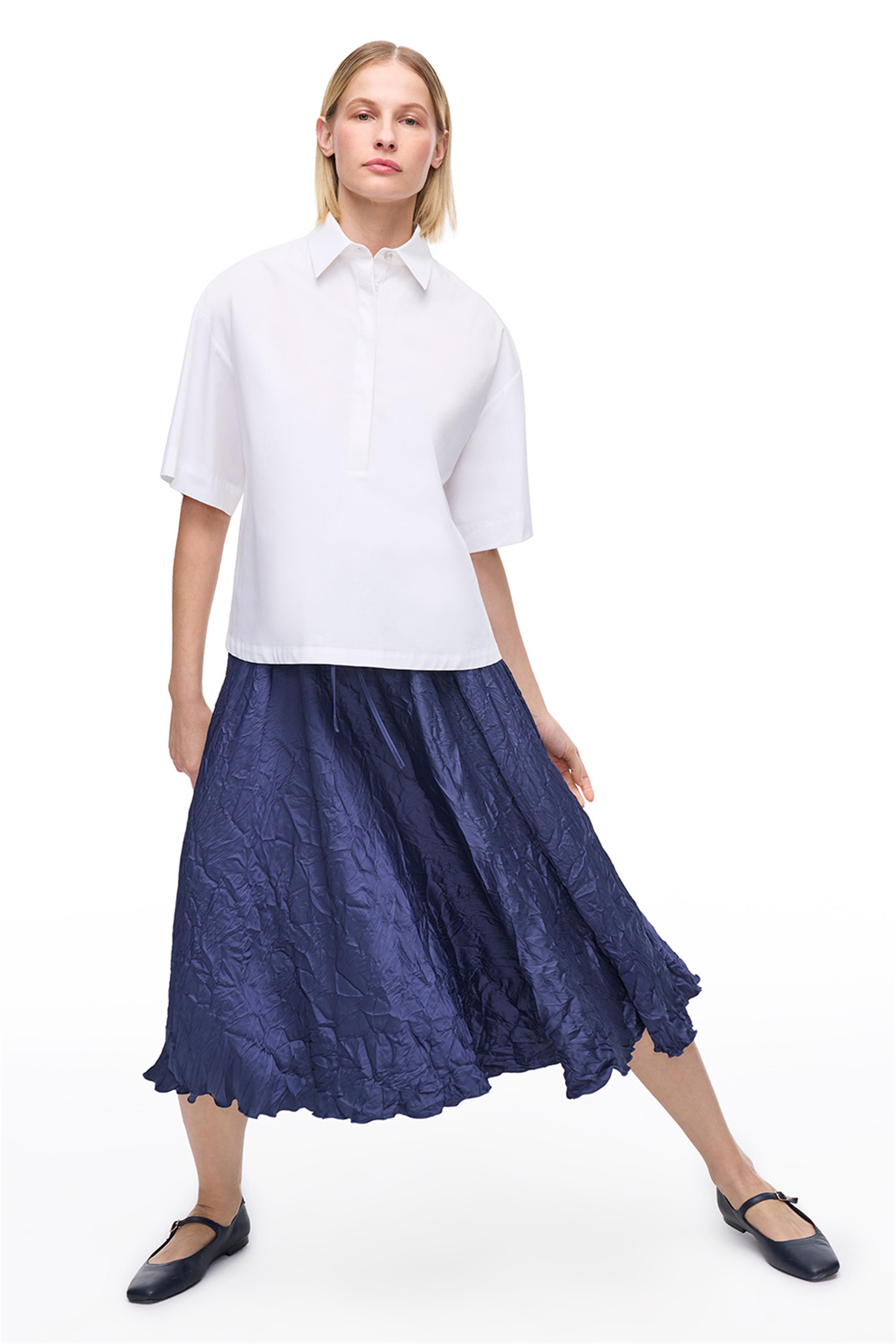 Beyaz Gömlek Yaka Pamuklu Bluz