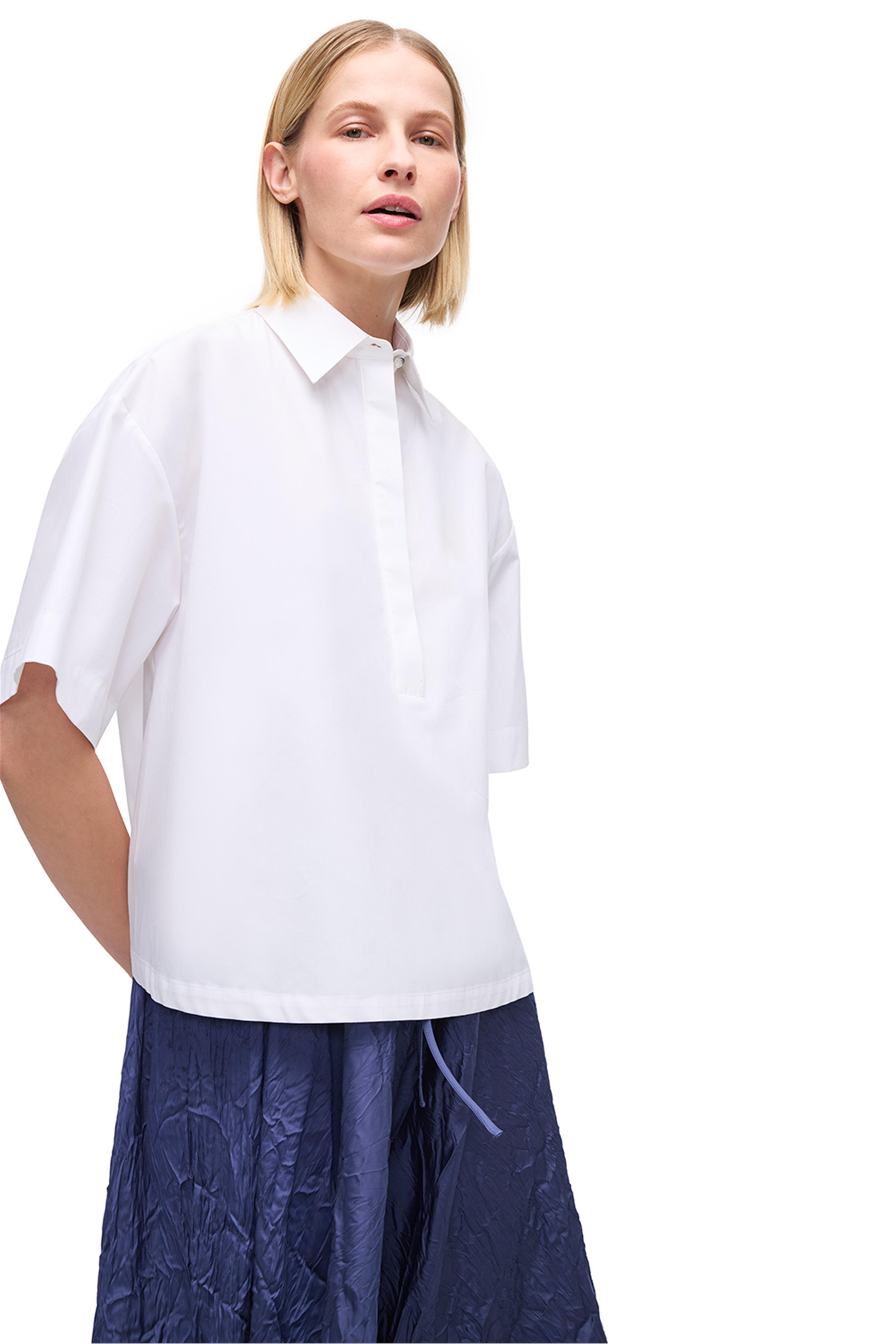 Beyaz Gömlek Yaka Pamuklu Bluz