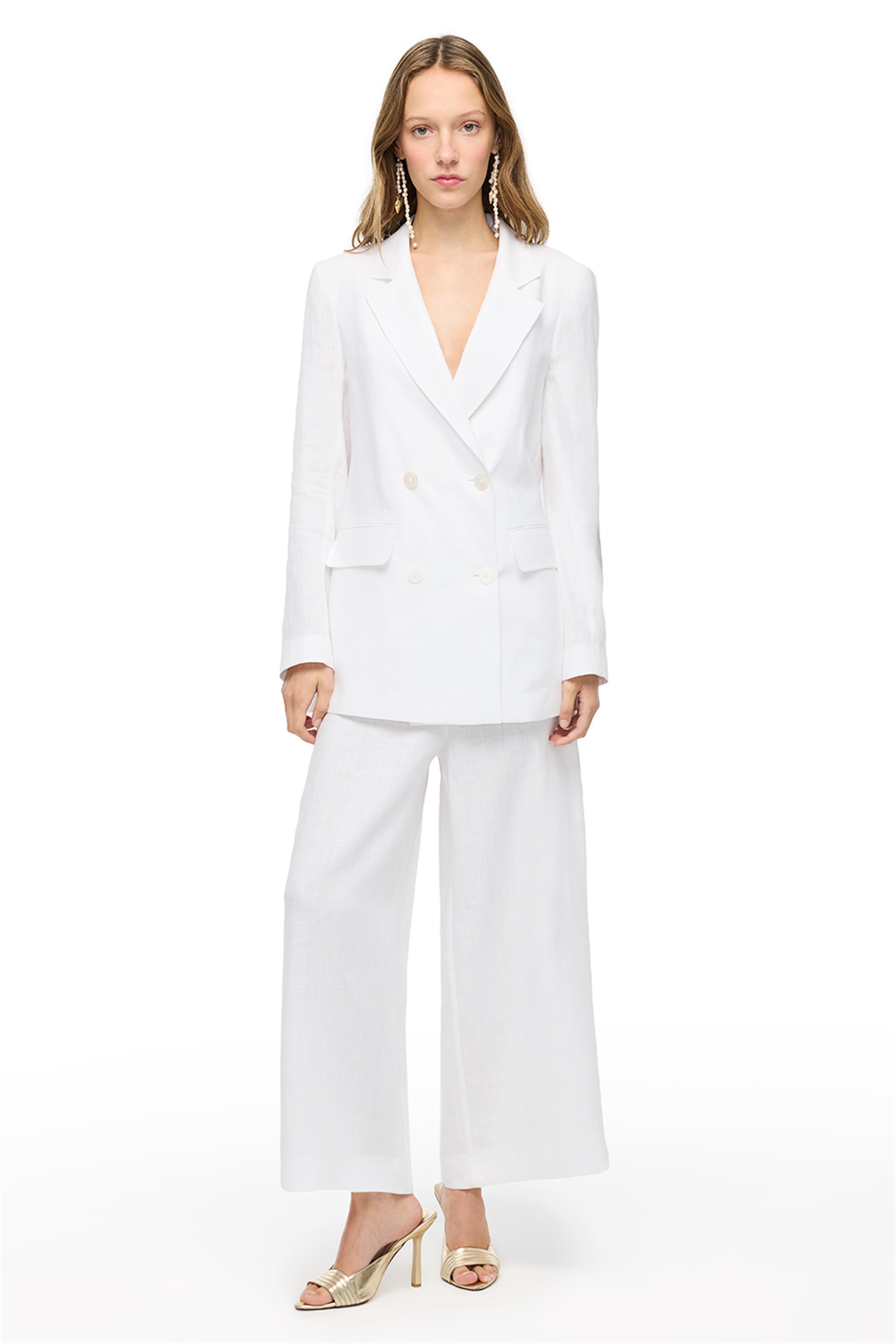 Beyaz Holas Rahat Kalıp Ceket