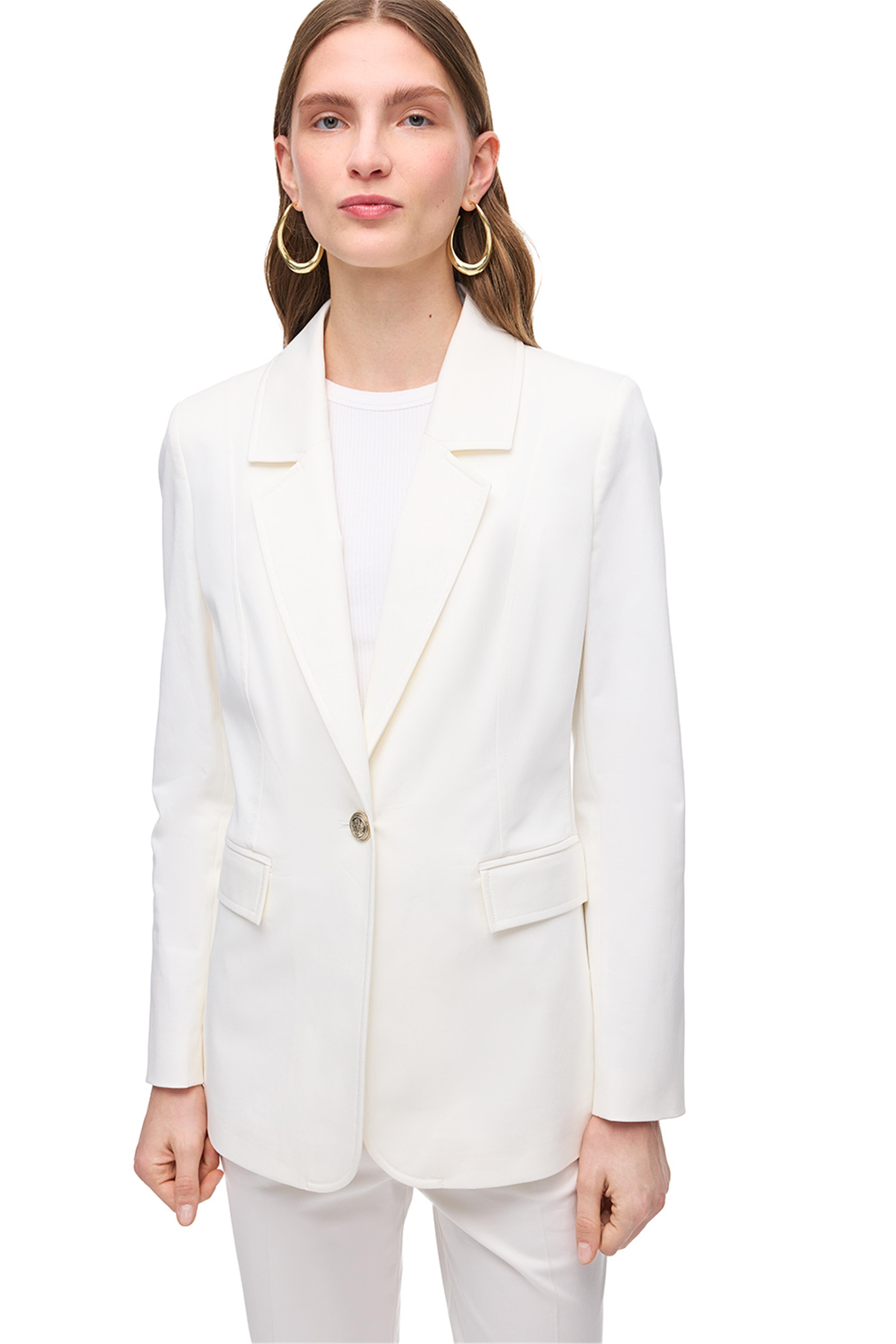 Beyaz Klasik Yaka Ceket