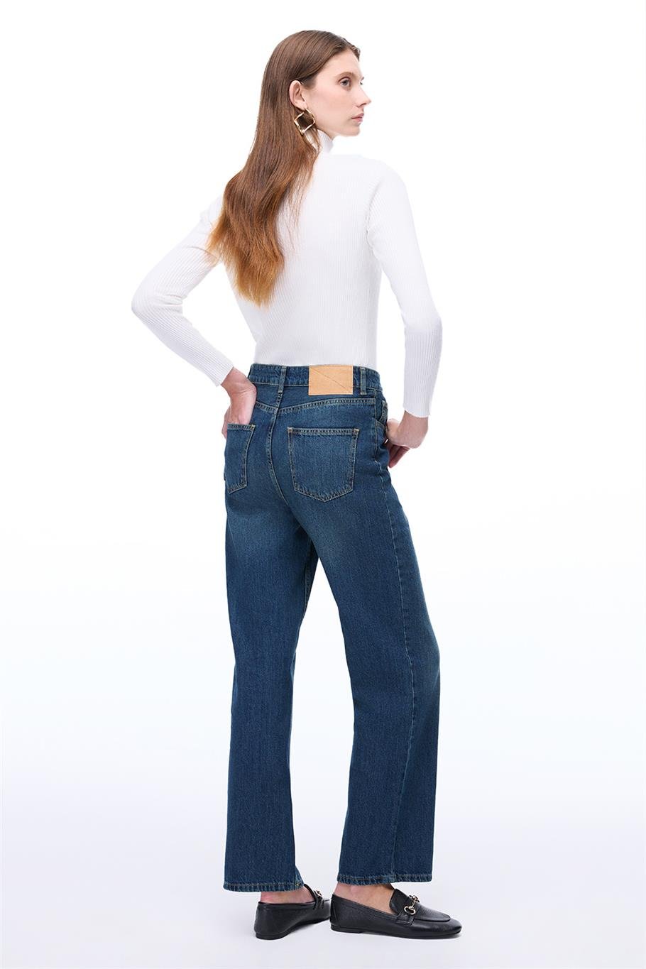 Blendas Bele Oturan Uzun Boy Mavi Pantolon