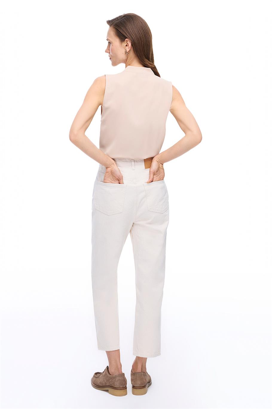 Blendas Rahat Kalıp Bilek Boy Ekru Pantolon