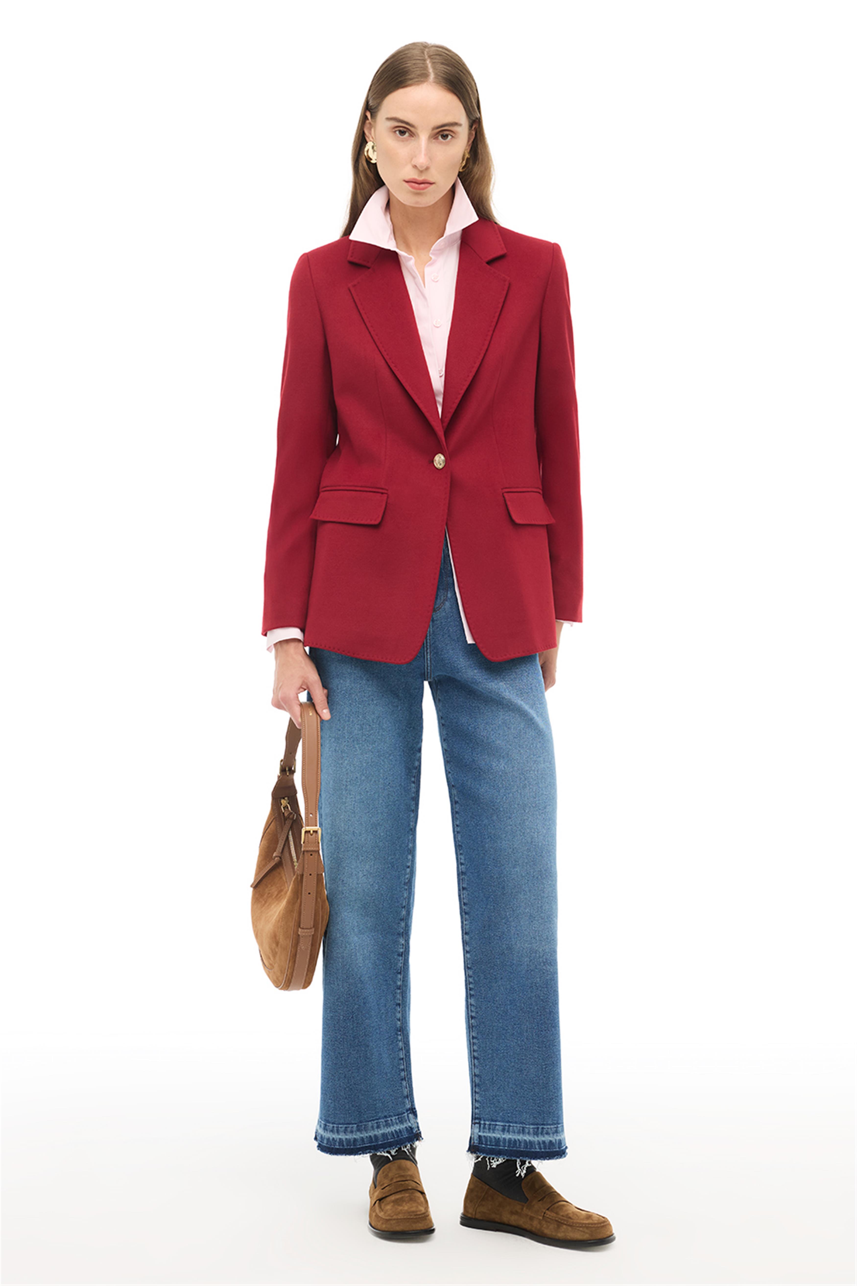 Bordo Klasik Yaka Ceket