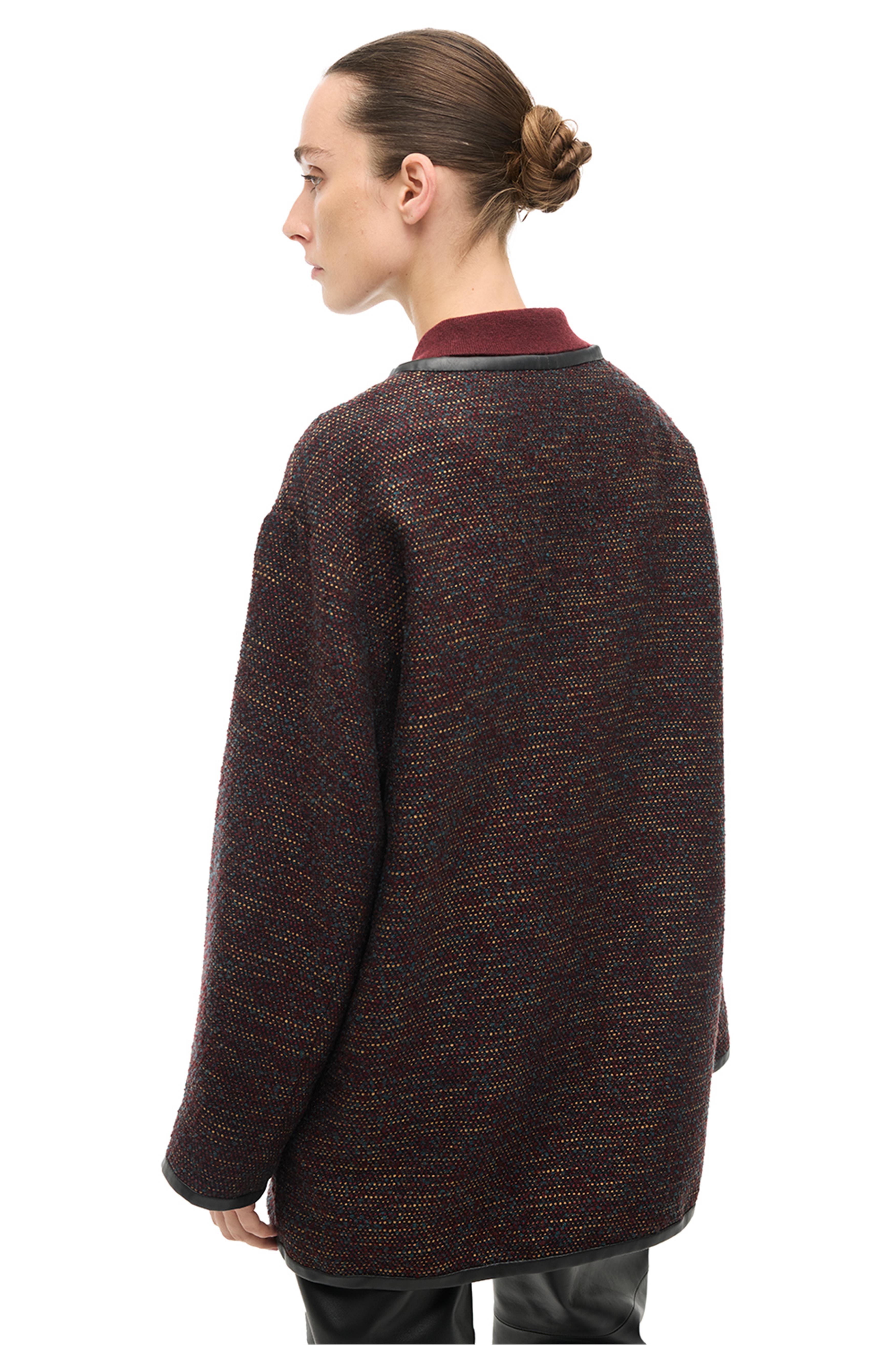 Bordo V-Yaka Çıt Çıtlı Mont