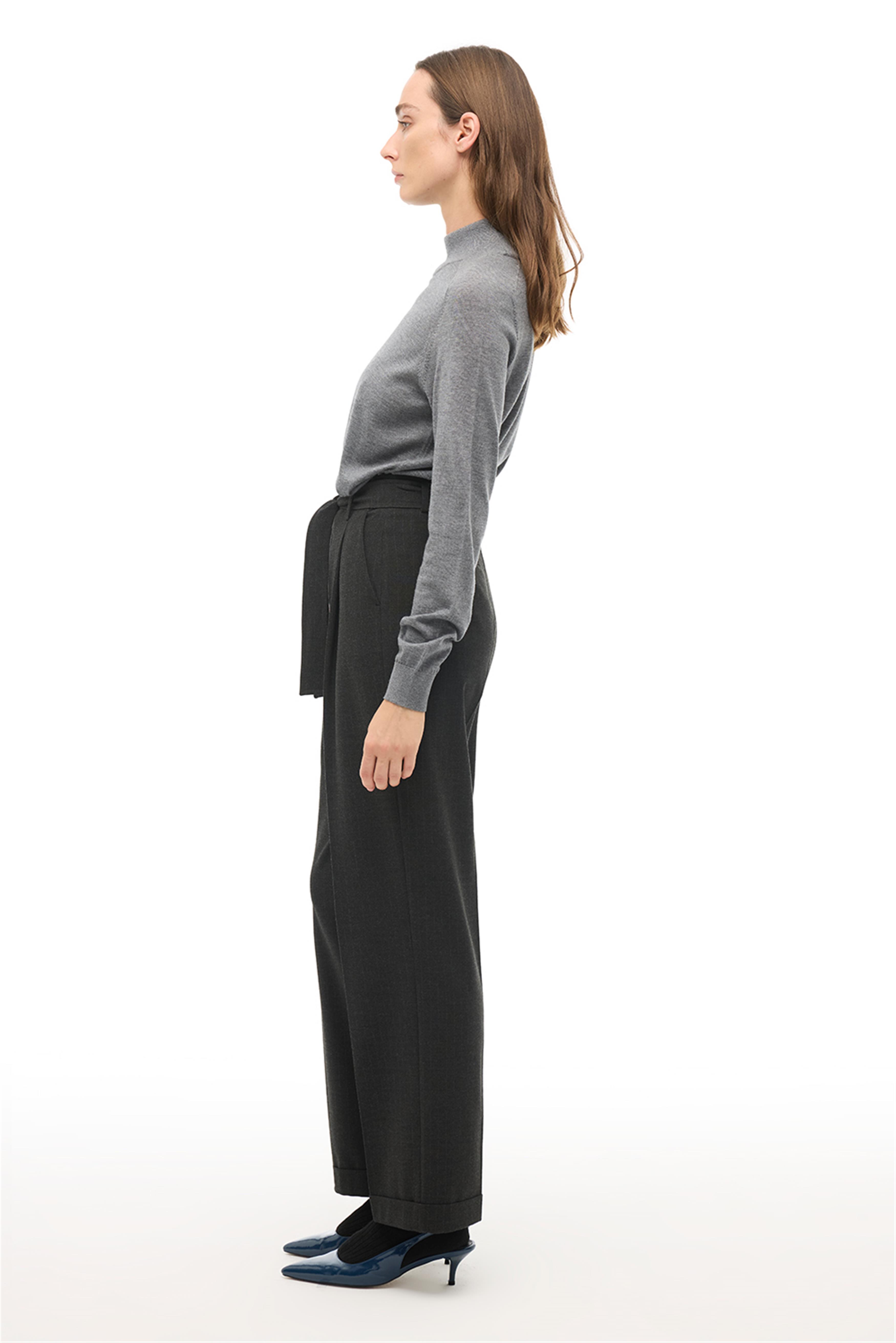 Bordo Yüksel Bel Boru Paça Pantolon