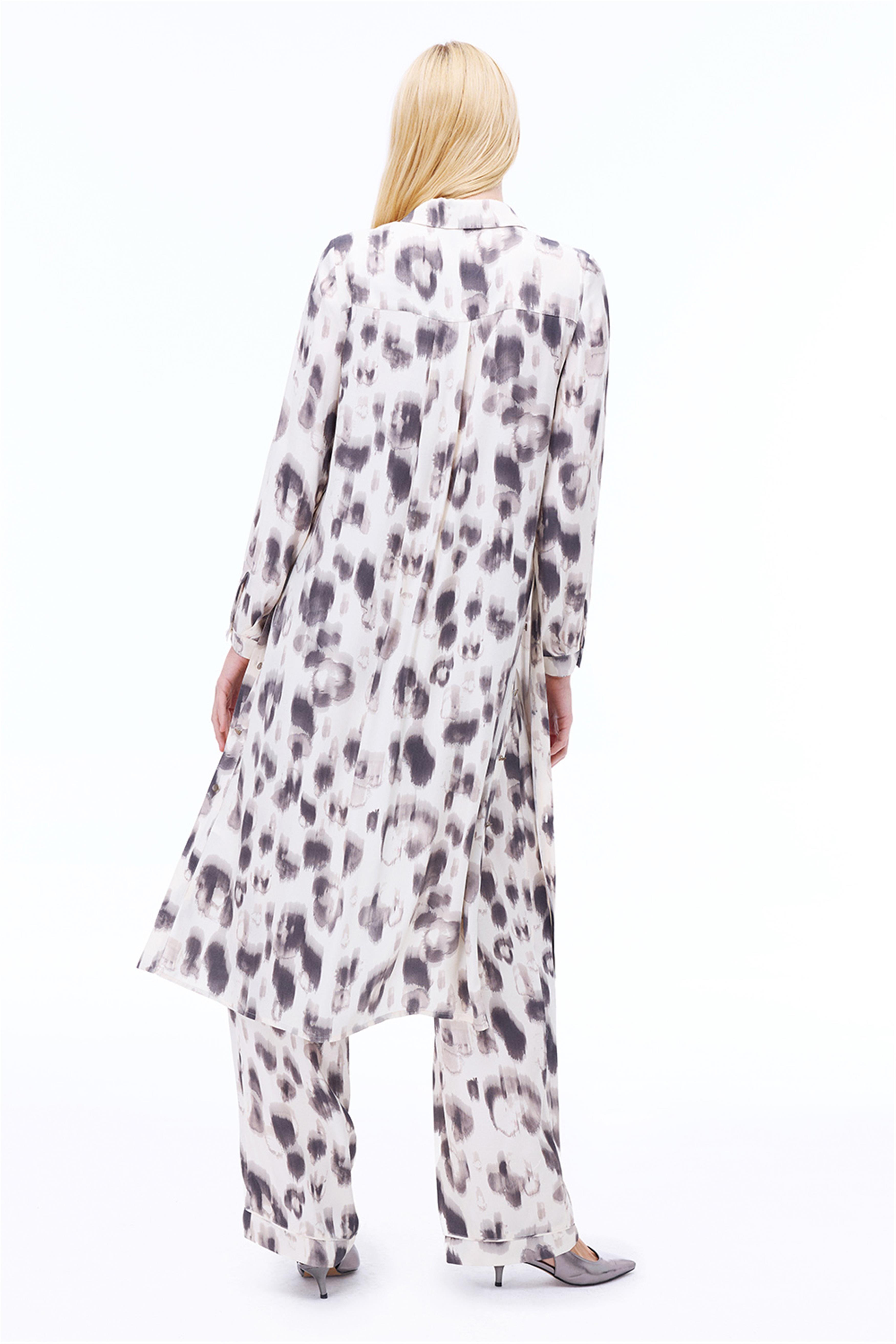 Breeze Regular Fit Maxi Boy Takma Kol Gömlek Yaka Bej Elbise