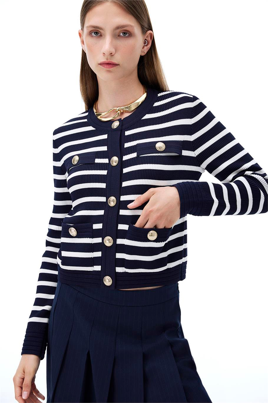 C802 Triko Slim Fit Bisiklet Yaka Triko Hırka