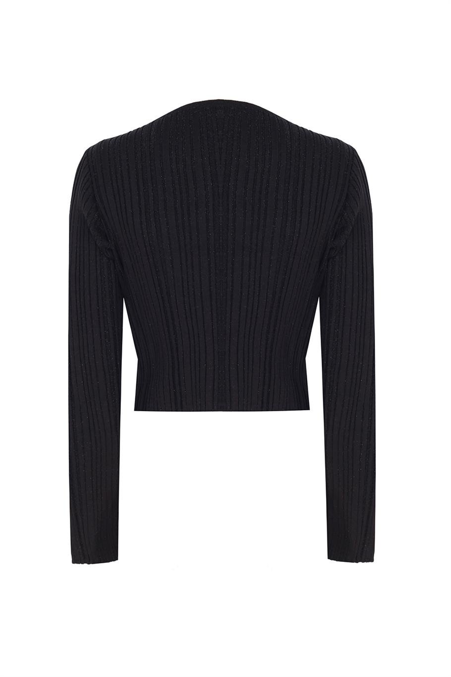 C807 Triko Bele Oturan V-Yaka Triko Hırka