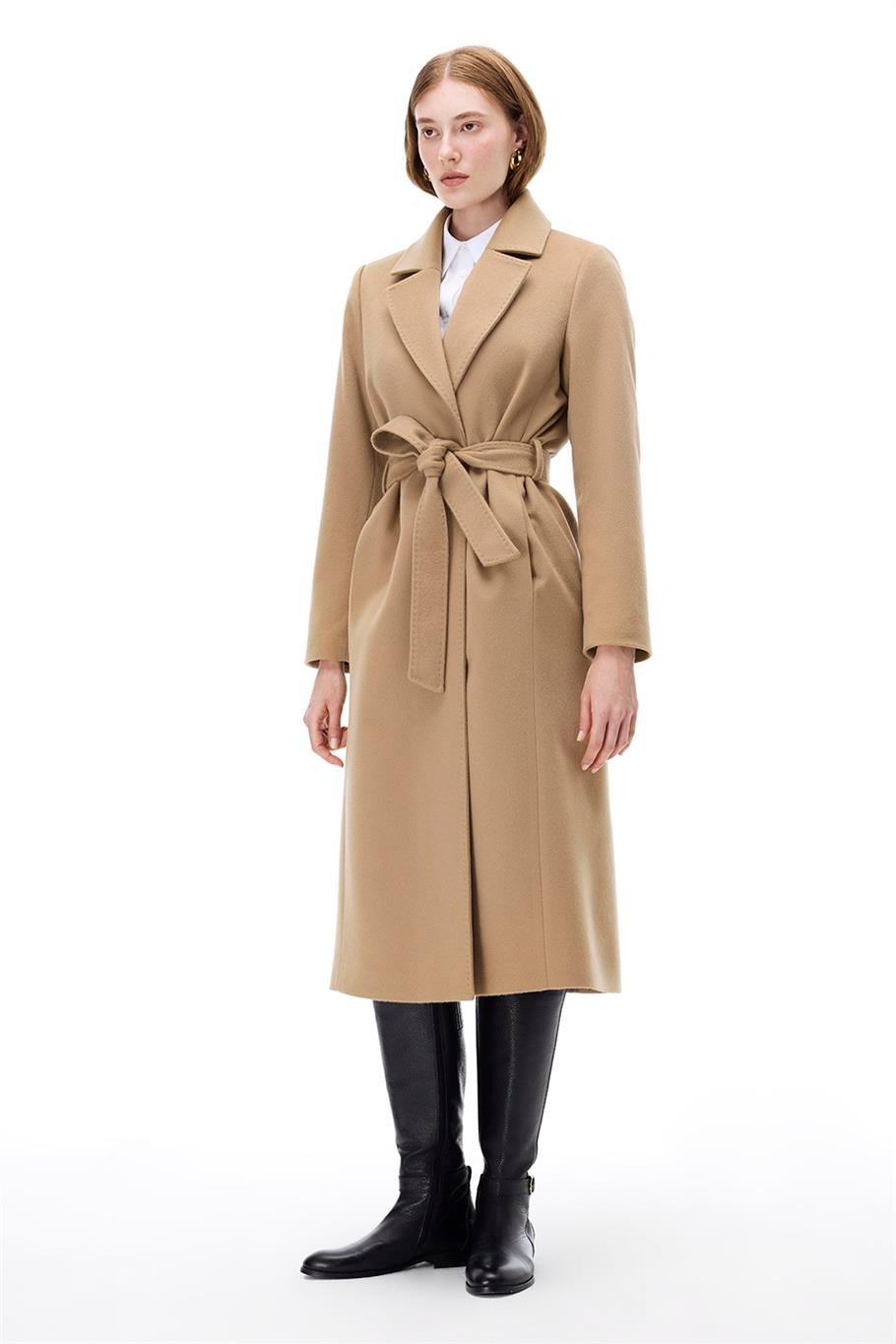 Candys Regular Fit Diz Altı Takma Kol Ceket Yaka Devetuyu Kaban