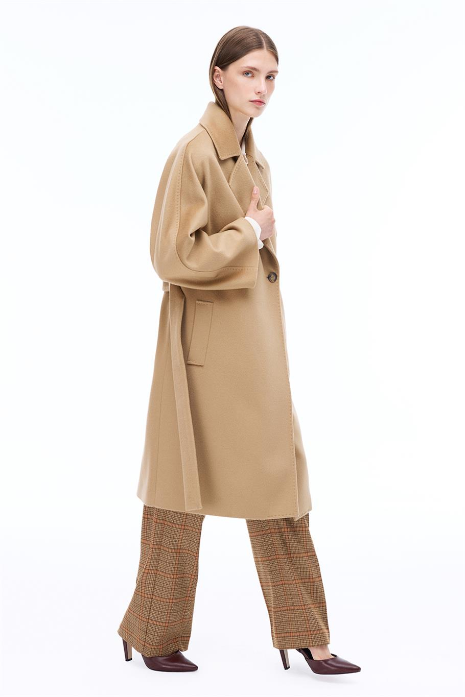 Candys Regular Fit Diz Altı Yarasa Kol Ceket Yaka Devetuyu Kaban