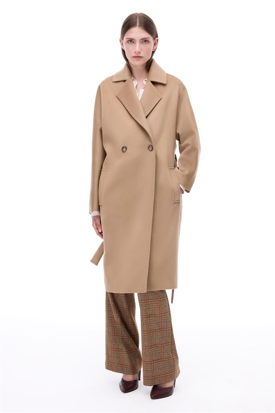 Candys Regular Fit Diz Altı Yarasa Kol Ceket Yaka Devetuyu Kaban