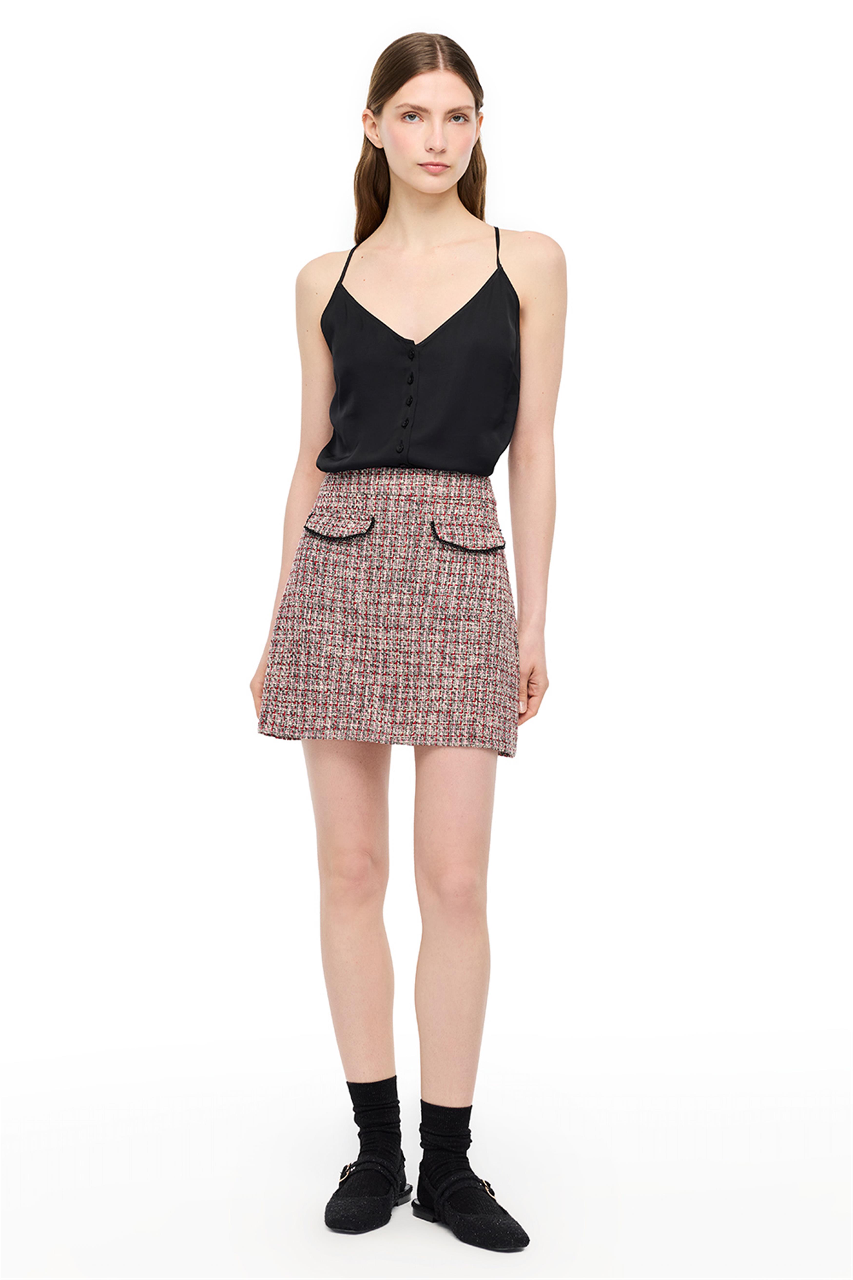 Çok Renkli Düğme Detaylı Etek