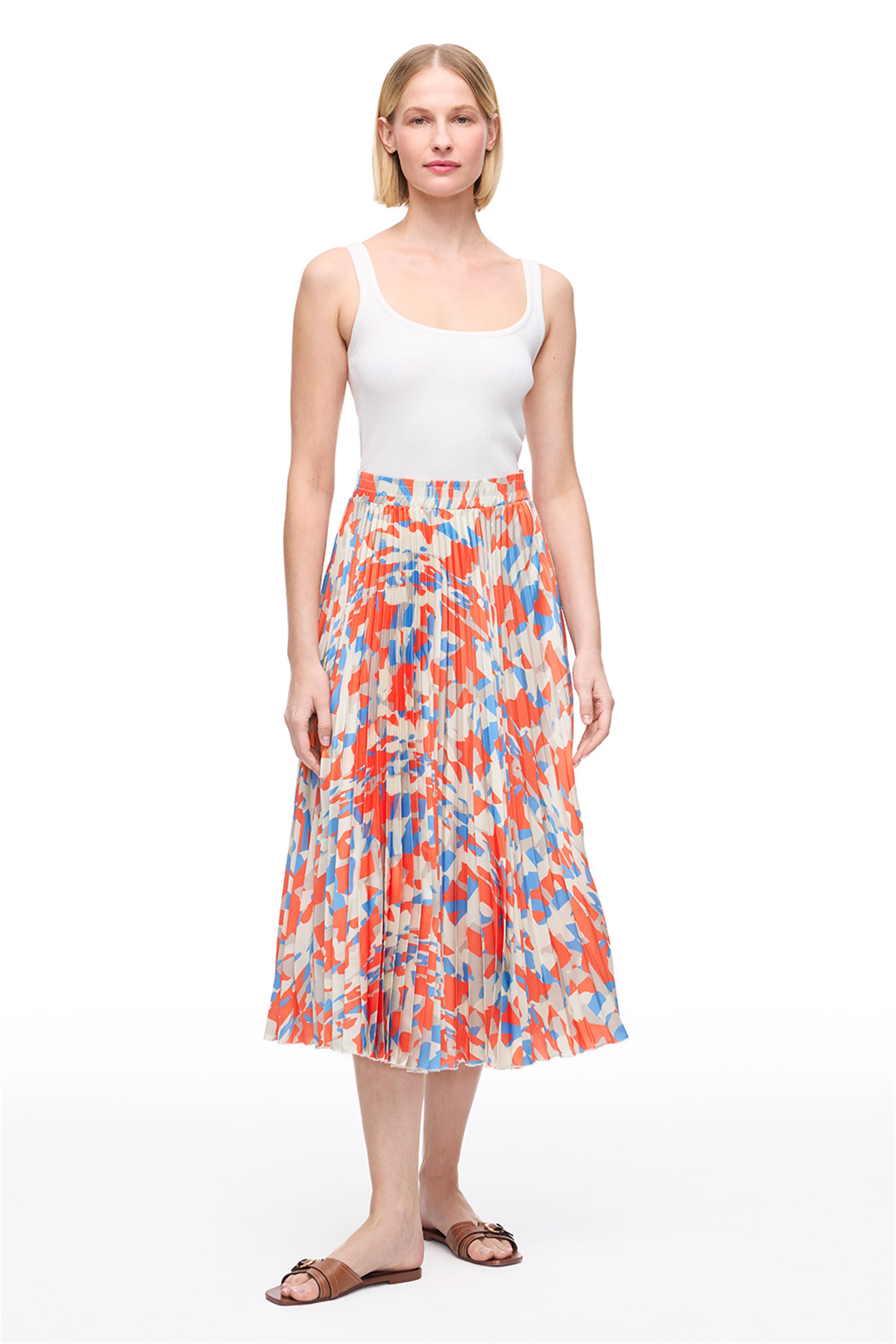 Çok Renkli Pamuklu Midi Etek