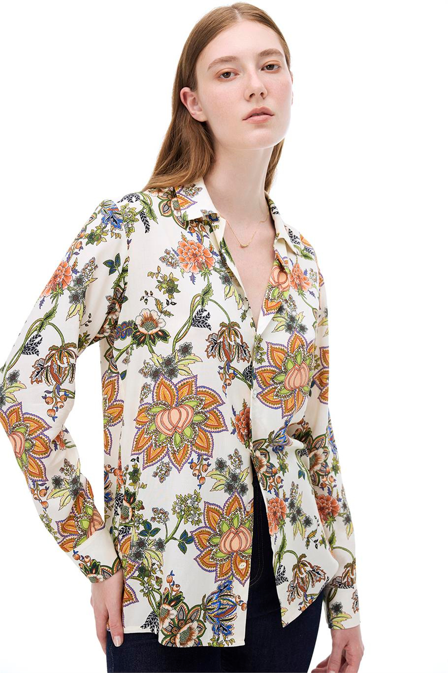 Çok Renkli Sahras Rahat Kalıp Uzun Kol Gomlek