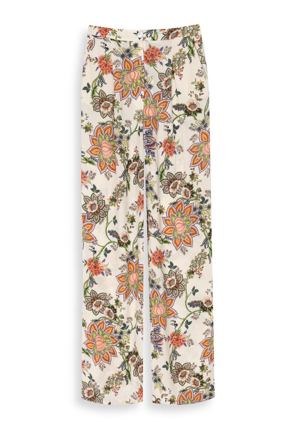 Çok Renkli Sahras Rahat Kalıp Yüksek Bel Pantolon