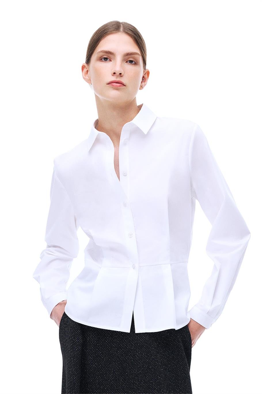 Depth Regular Fit Gömlek Yaka Beyaz Renk Kadın Gömlek