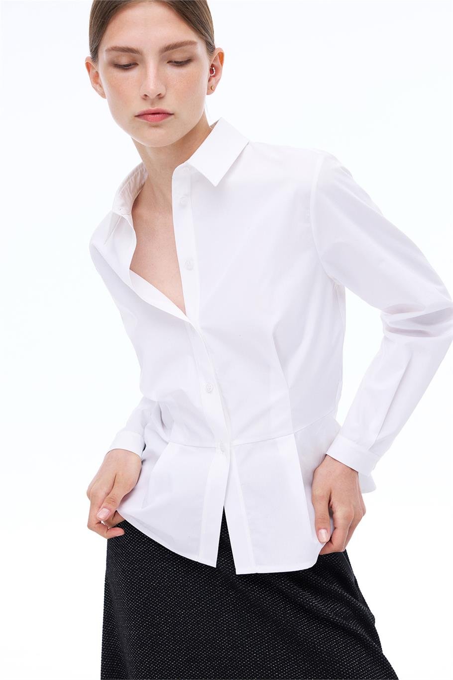 Depth Regular Fit Gömlek Yaka Beyaz Renk Kadın Gömlek