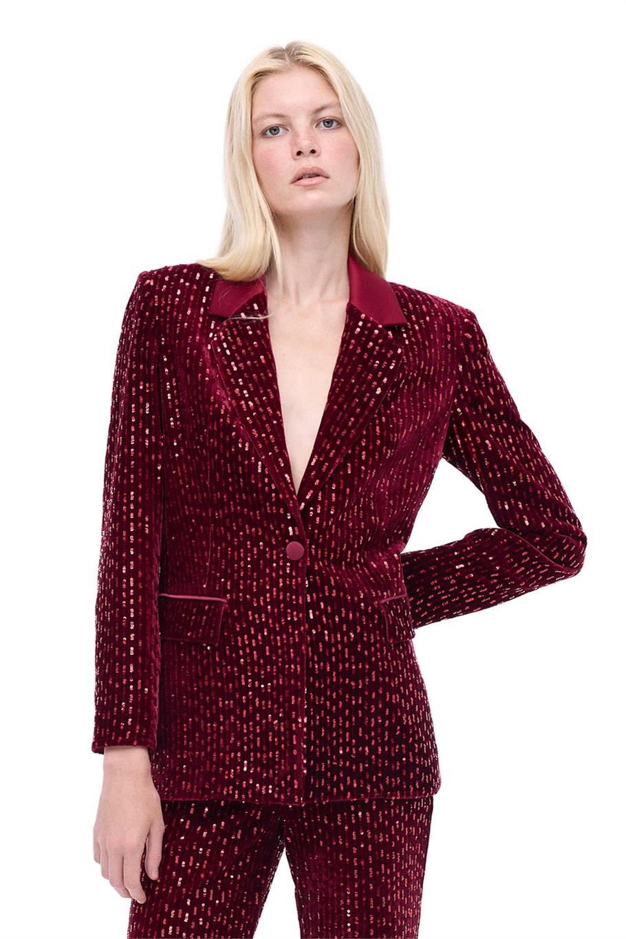 Donicas Slim Fit Basen Altı Boy Takma Kol Ceket Yaka Bordo Ceket