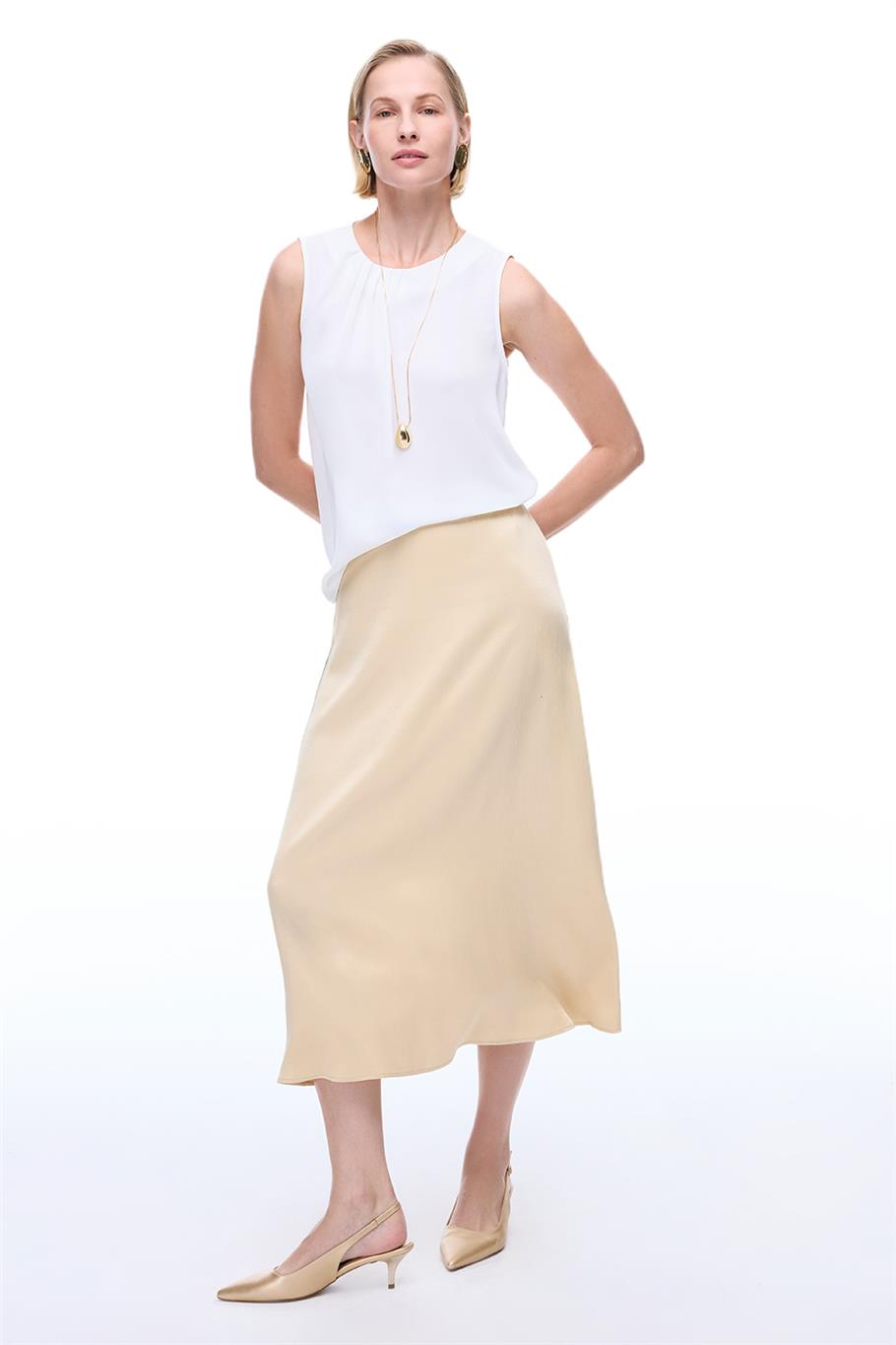 Ekru Bisiklet Taka Sıfır Kol Bluz