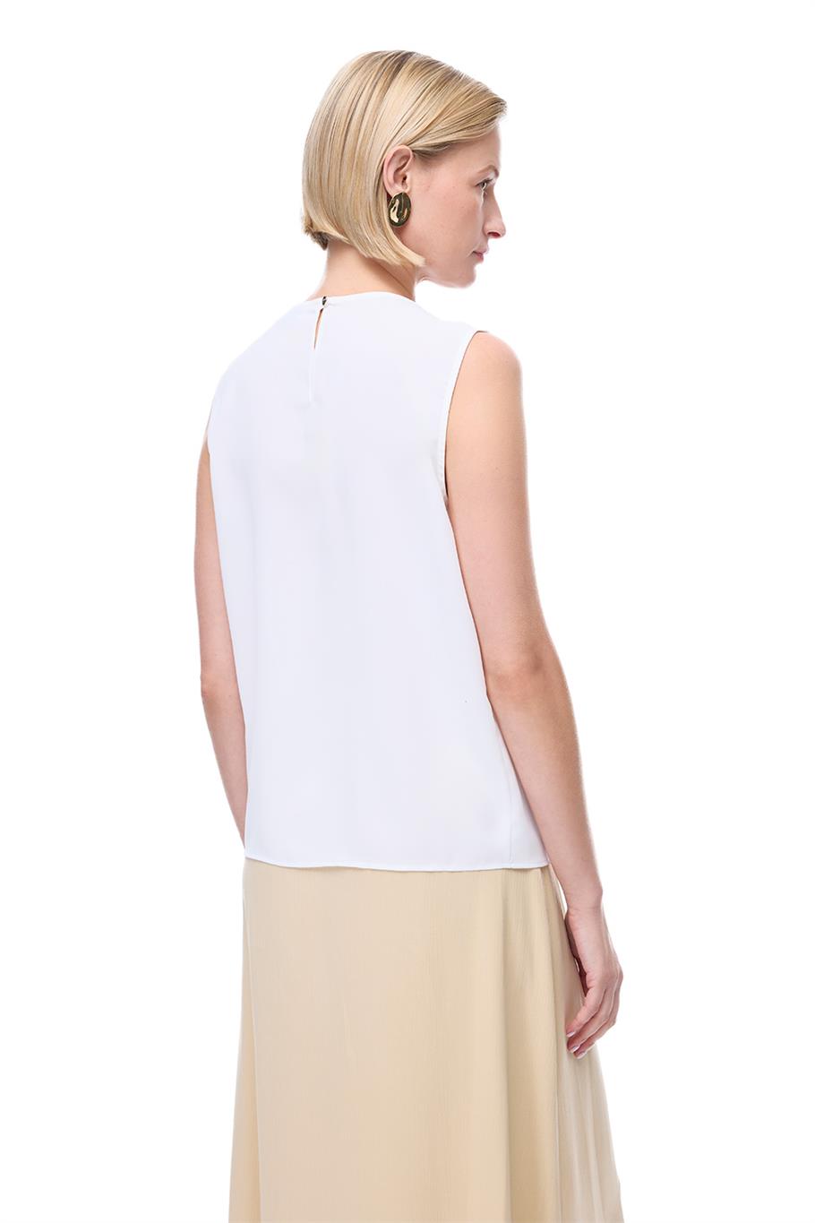 Ekru Bisiklet Taka Sıfır Kol Bluz