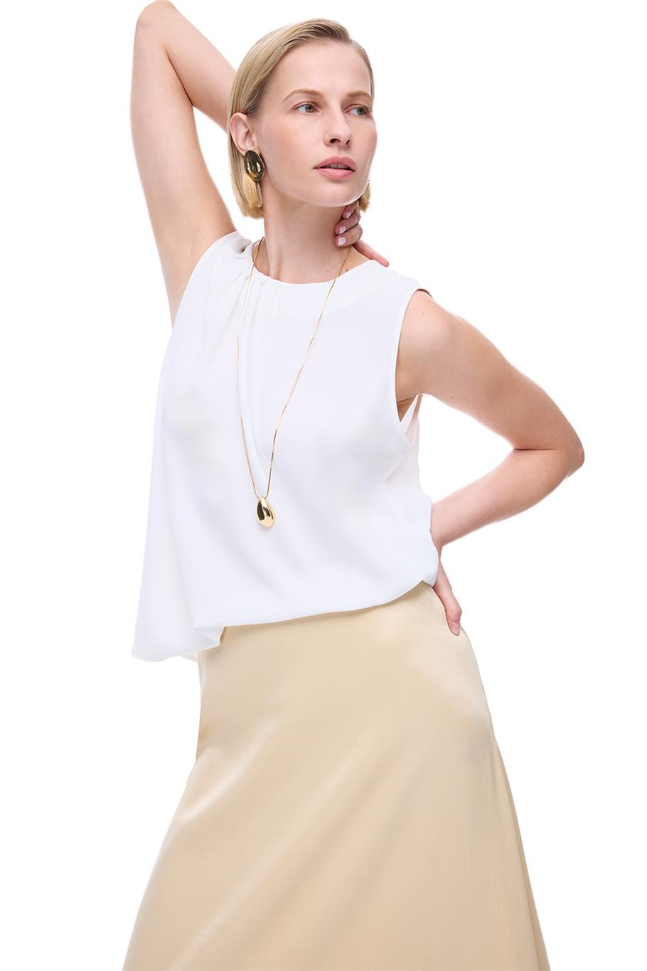 Ekru Bisiklet Taka Sıfır Kol Bluz