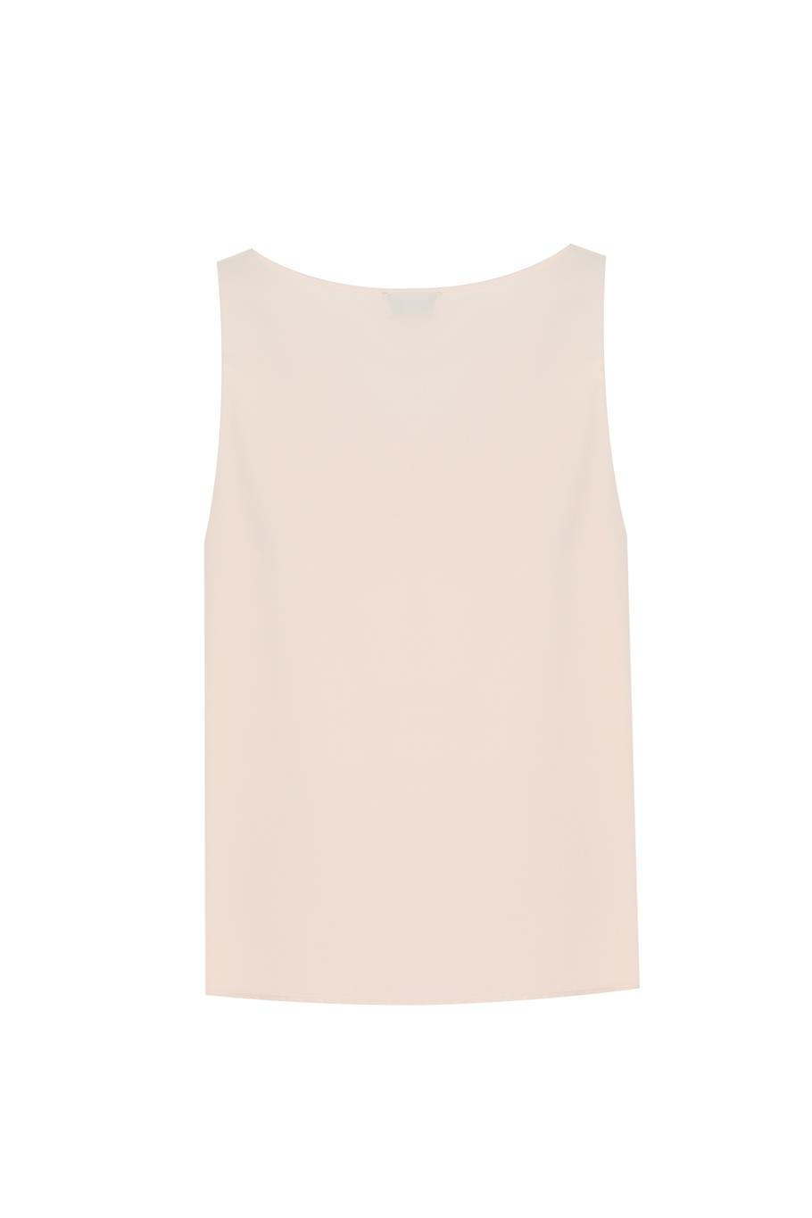 Farewell Regular Fit Standart Boy Sıfır Kol V-Yaka Bej Bluz