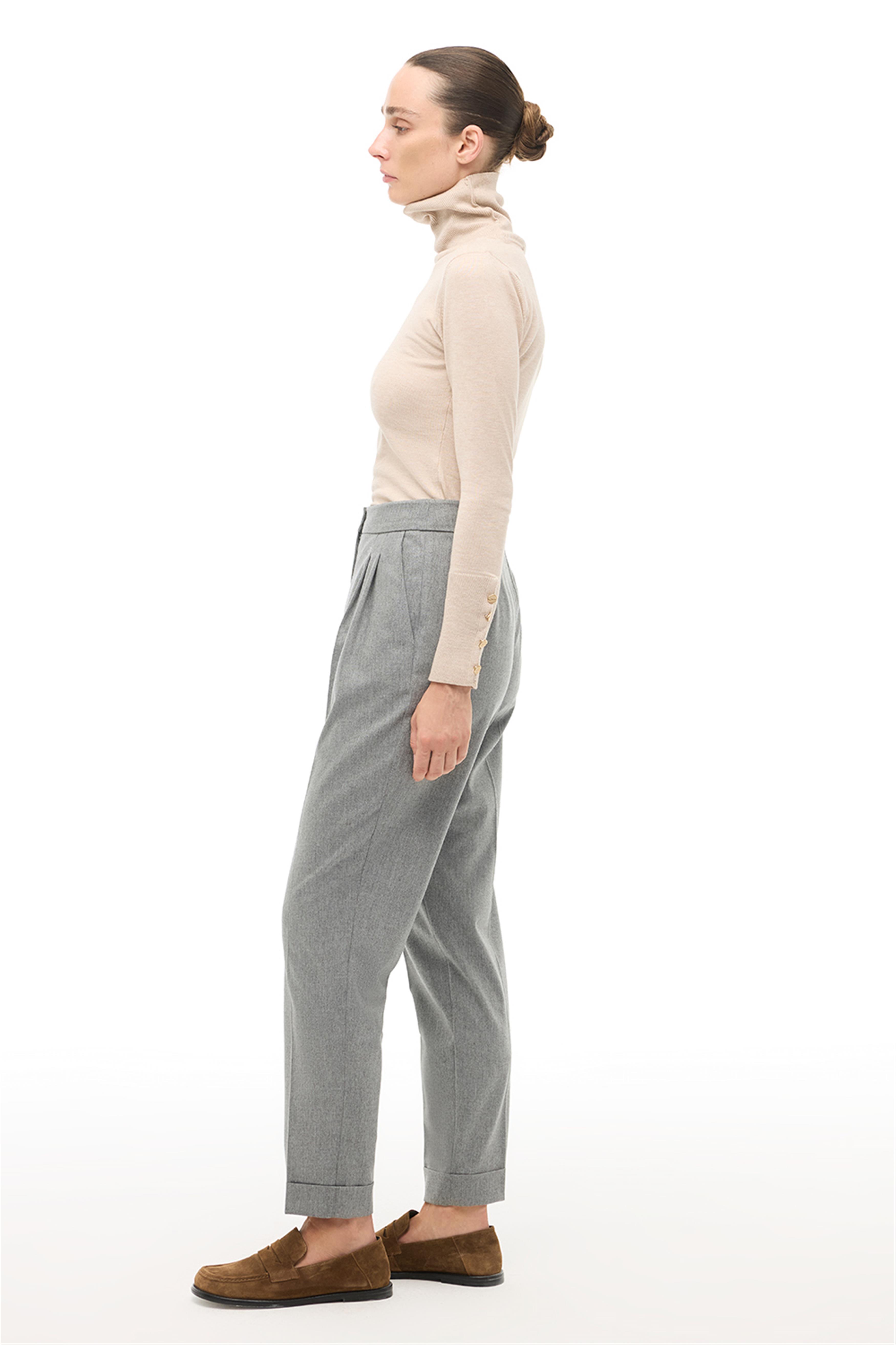 Gri Duble Paça Pantolon