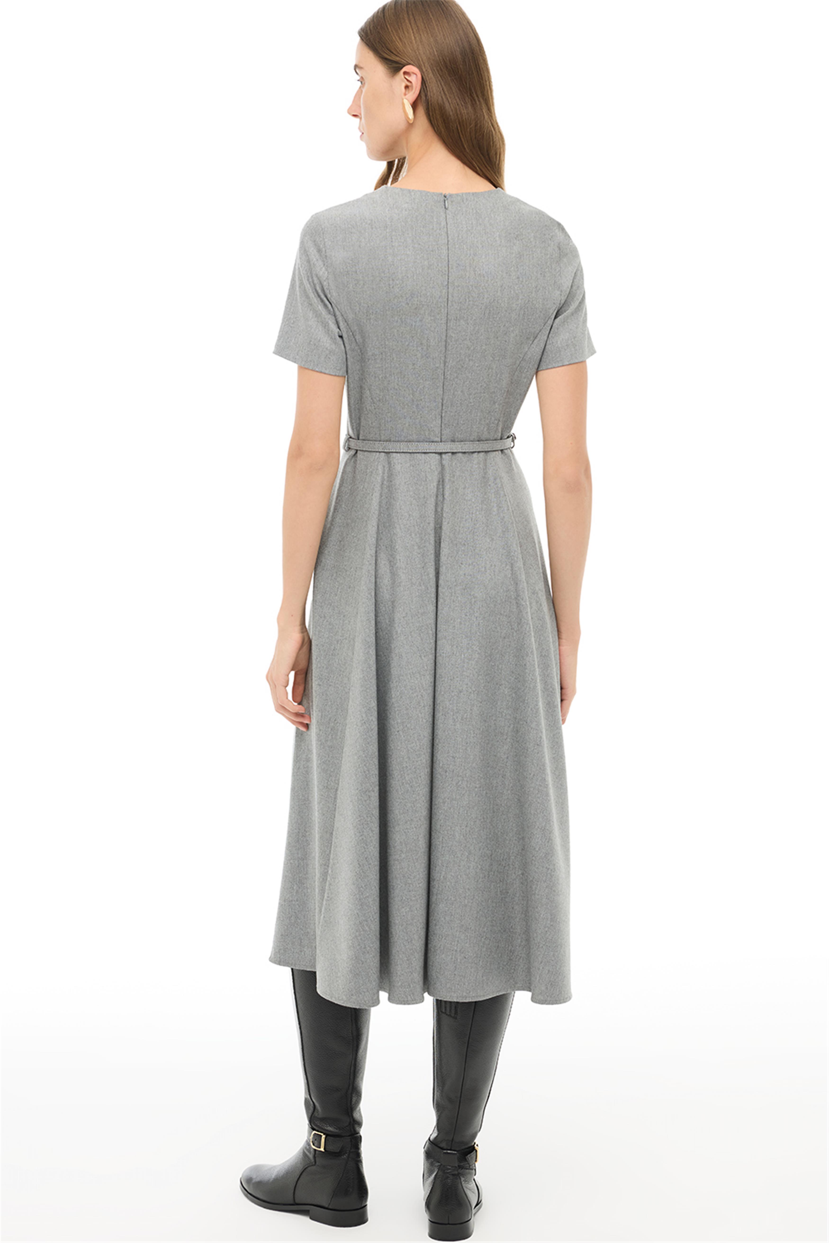 Gri Slim Fit Midi Elbise