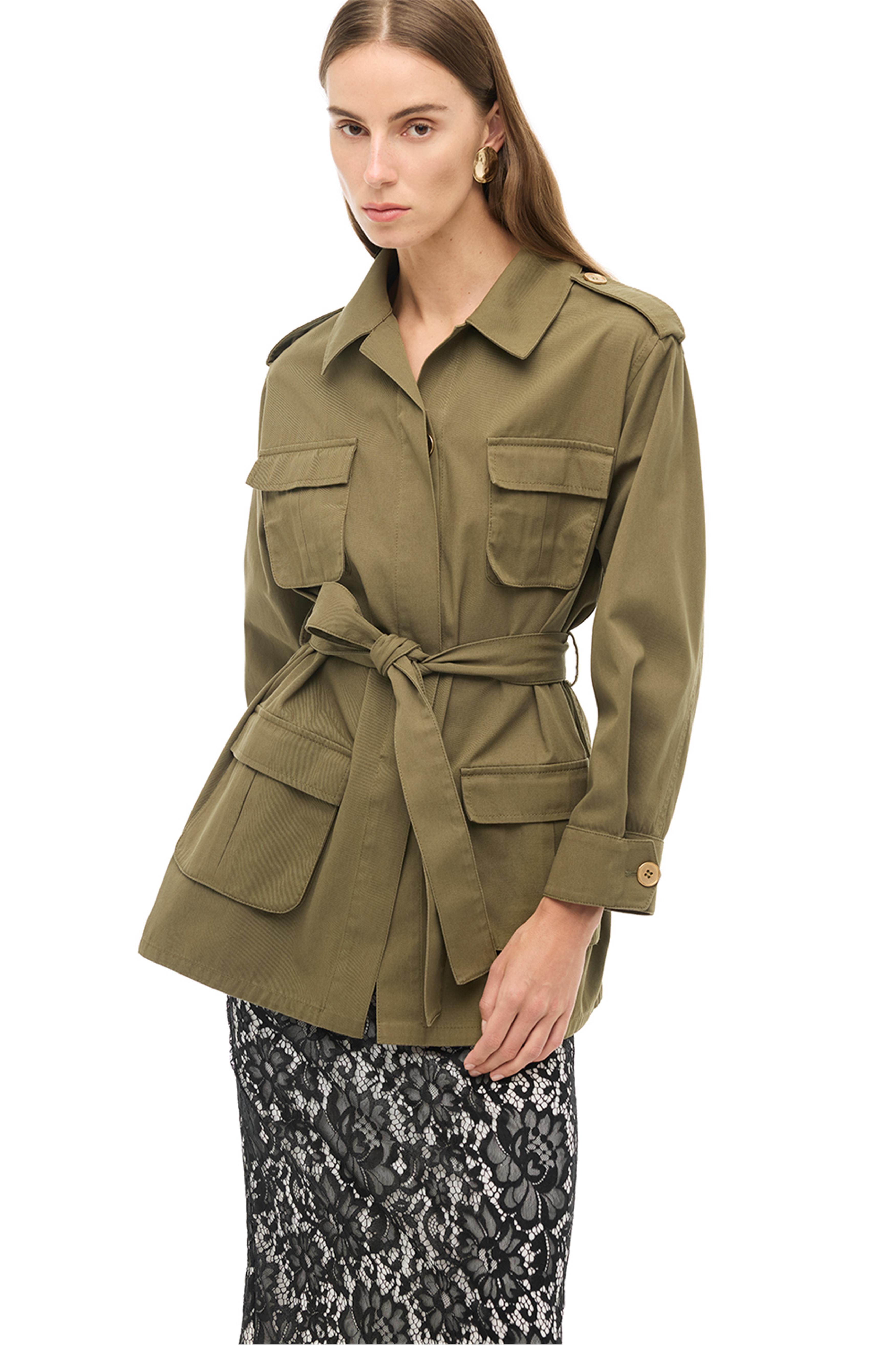 Haki Gömlek Yaka Ceket