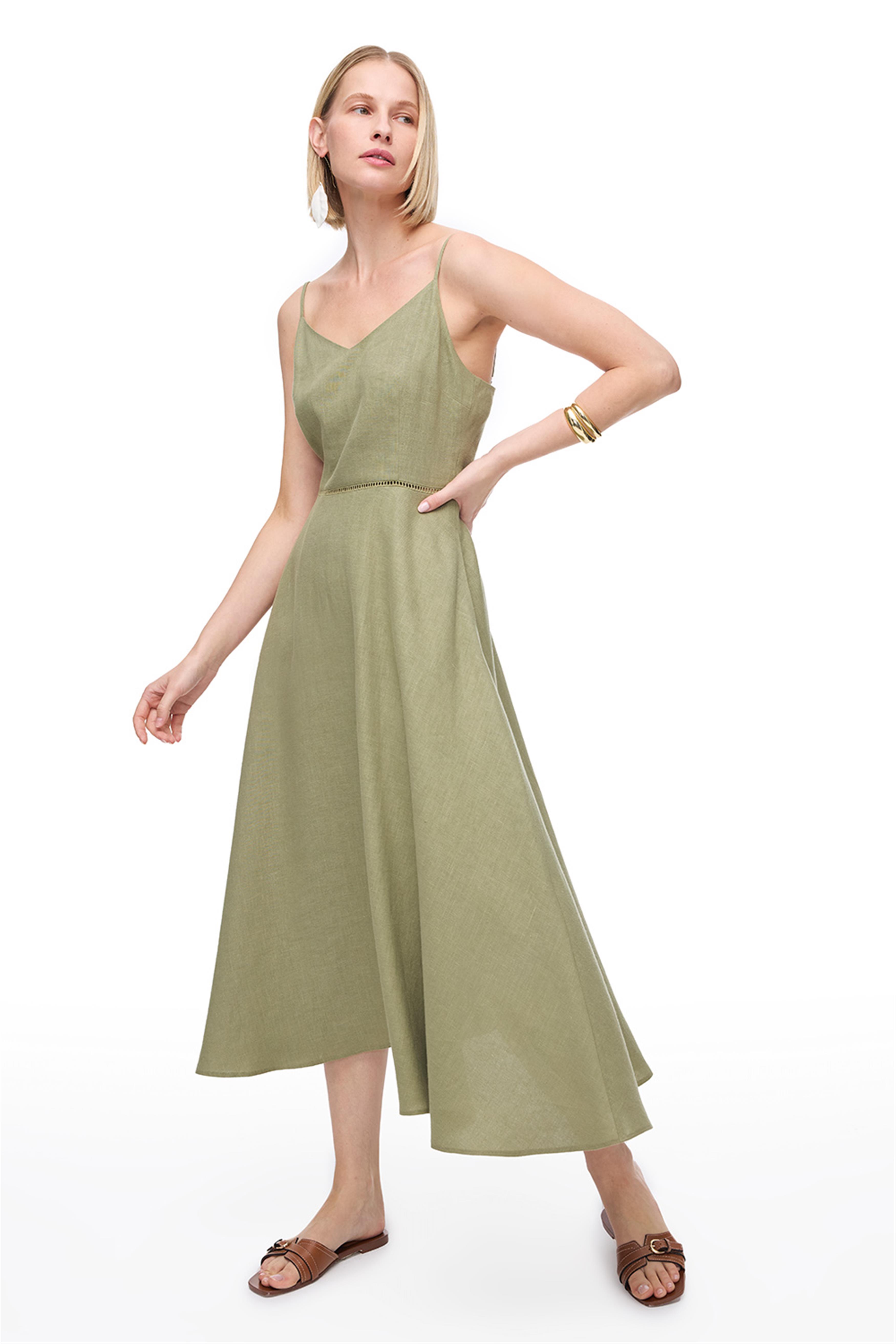 Haki Holas Regular Fit Midi Boy Elbise