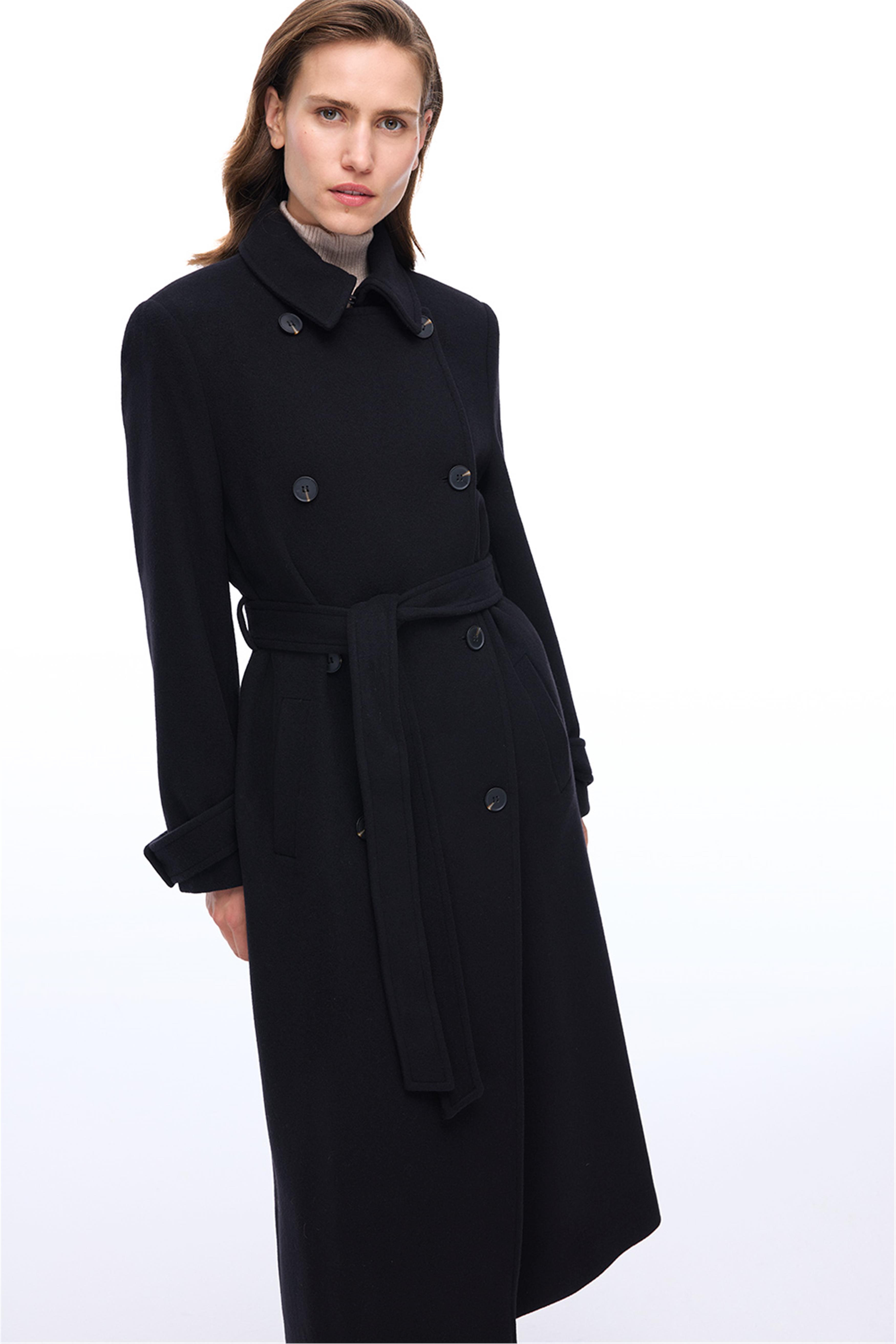 Hope Rahat Kalıp Gömlek Yaka Siyah Renk Kadın Kaban