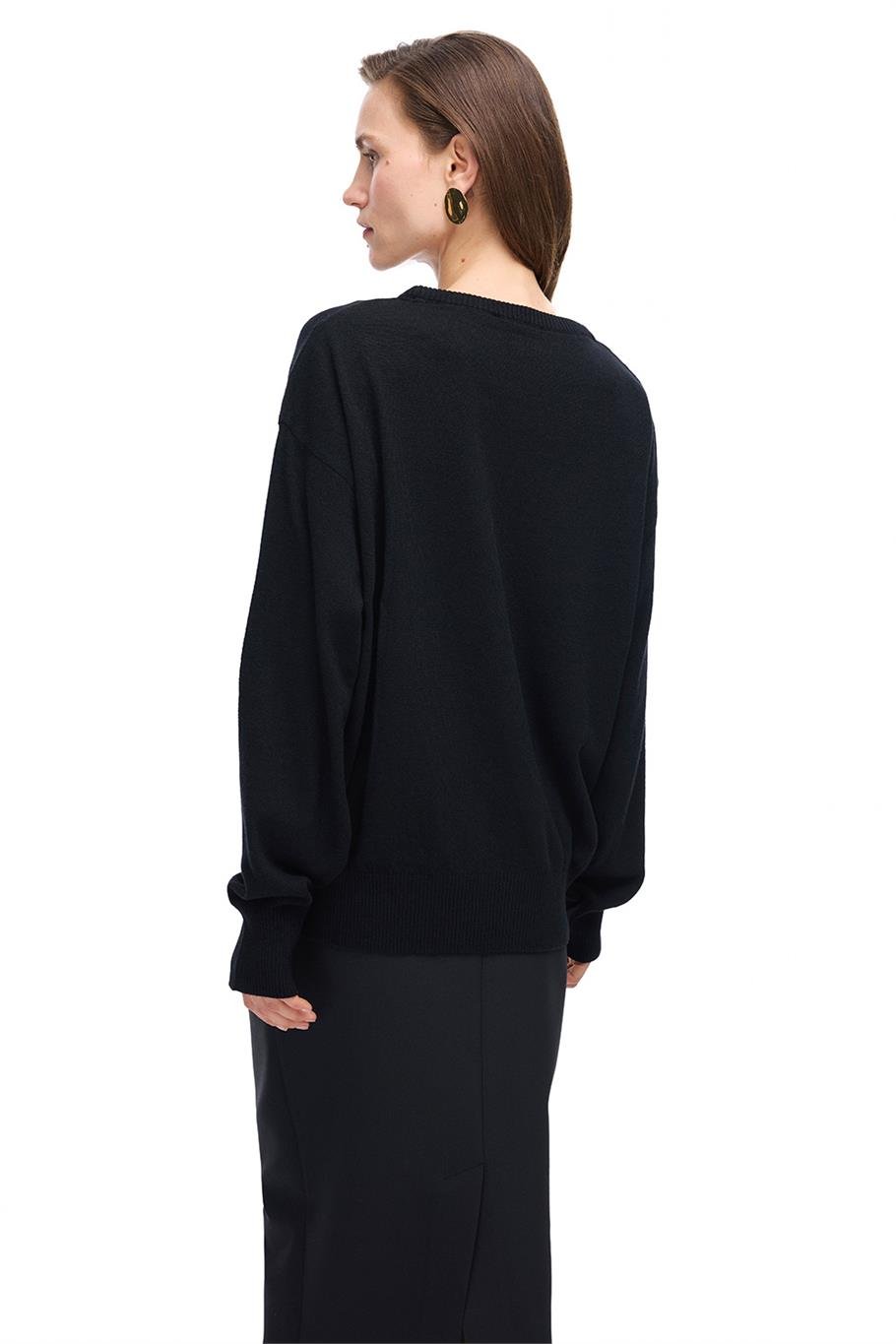 İllas Oversize Siyah Renk Kadın Triko Bluz